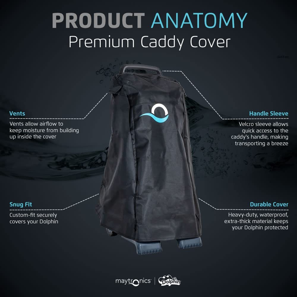 Premium Caddy Cover For Dolphin Robotic Pool Cleaner Heavy Duty Black Cover