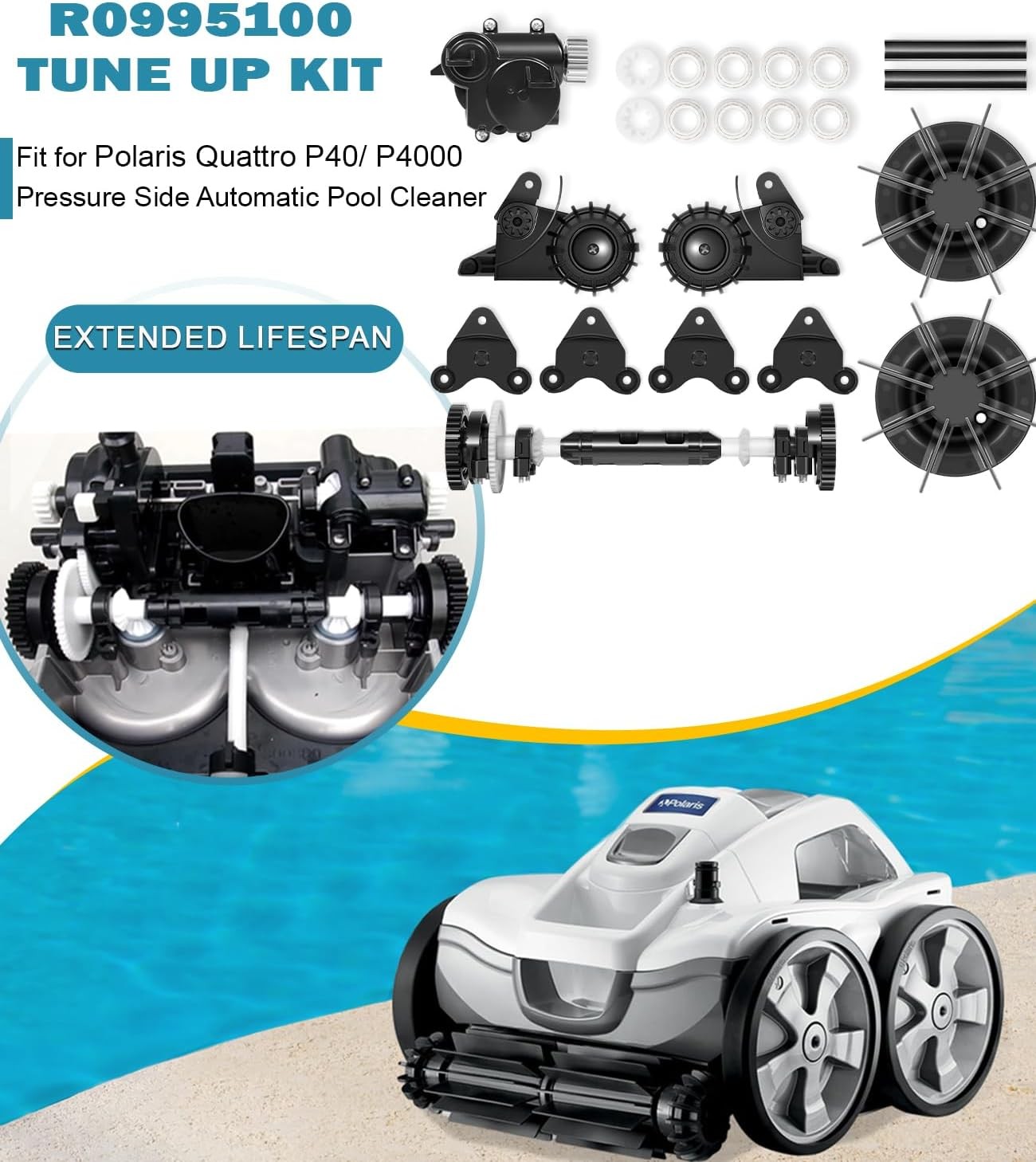 Tune Up Kit R0995100 Fit for Polaris Quattro P40 P4000 Pool Cleaner w/GearBoxs
