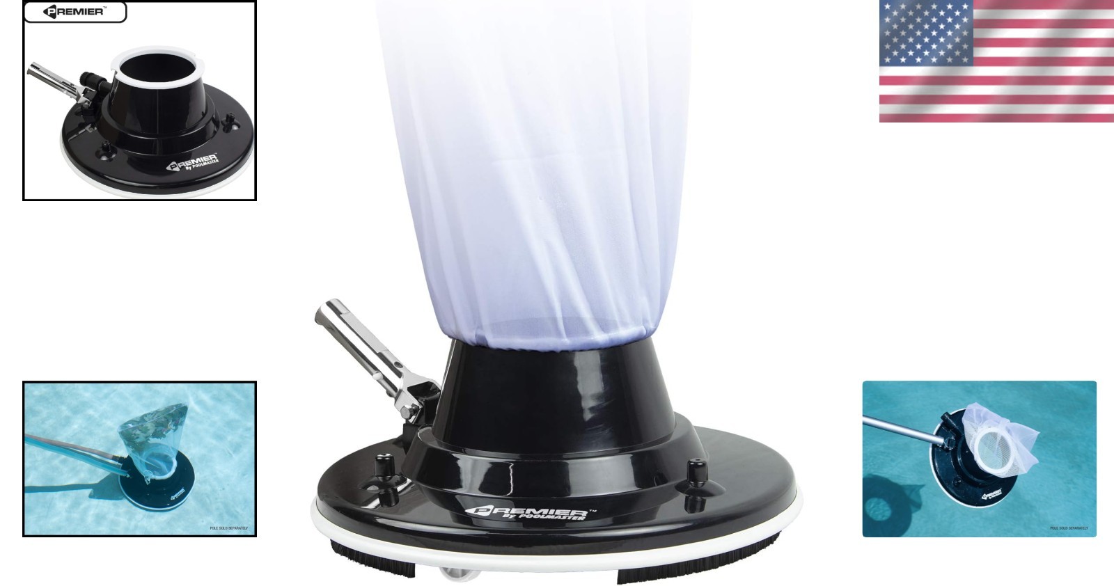 Lightweight ABS Pool Leaf Vacuum with Swivel Wheels – 15-inch Cleaning Power