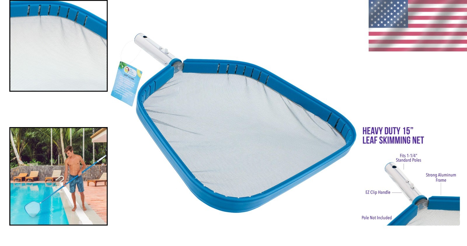 Professional 15&Prime; Leaf Skimmer Net for Pools – Durable & Easy to Use