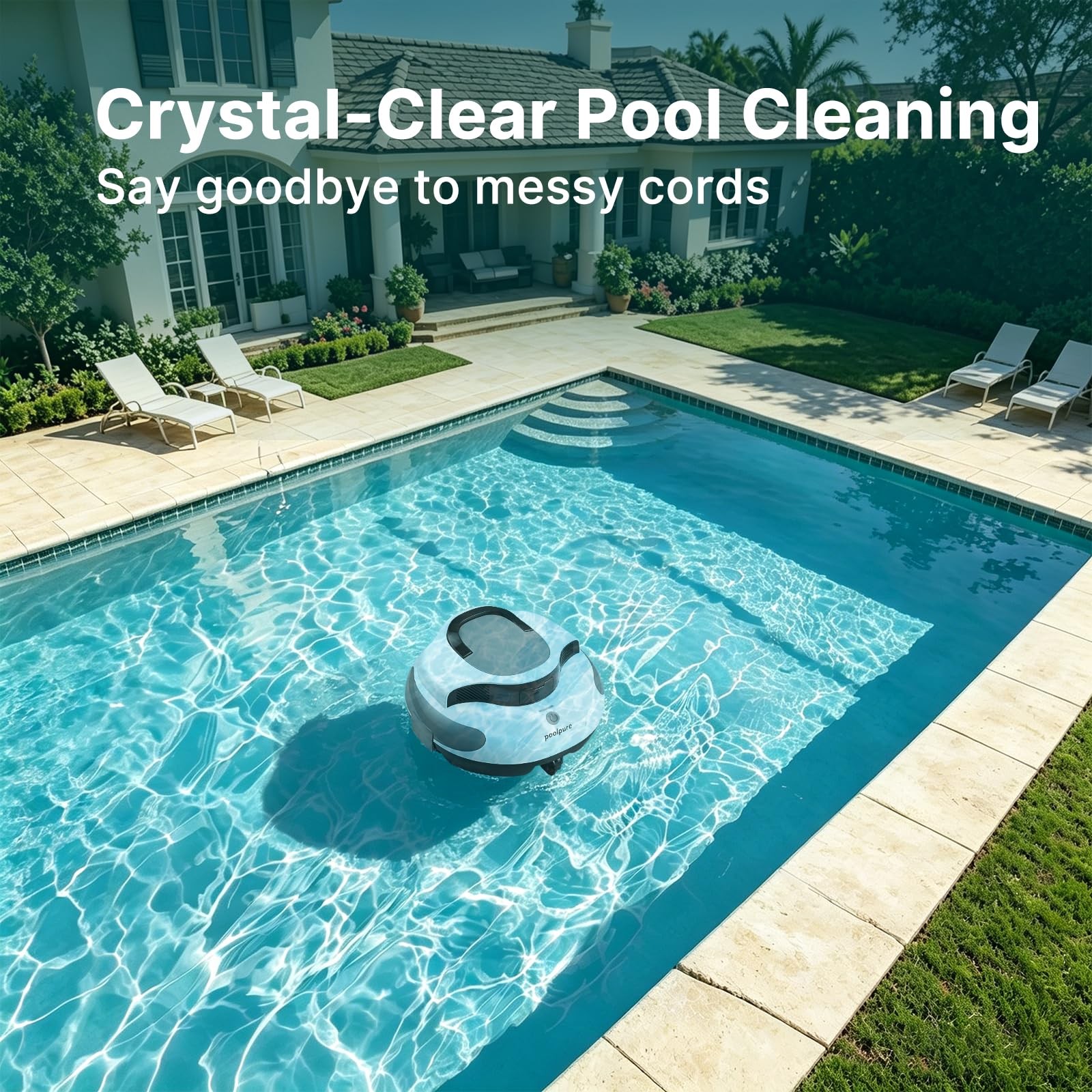 Poolpure Aquaguard Se Ii Cordless Robotic Pool Cleaner 5000Mah Large Battery