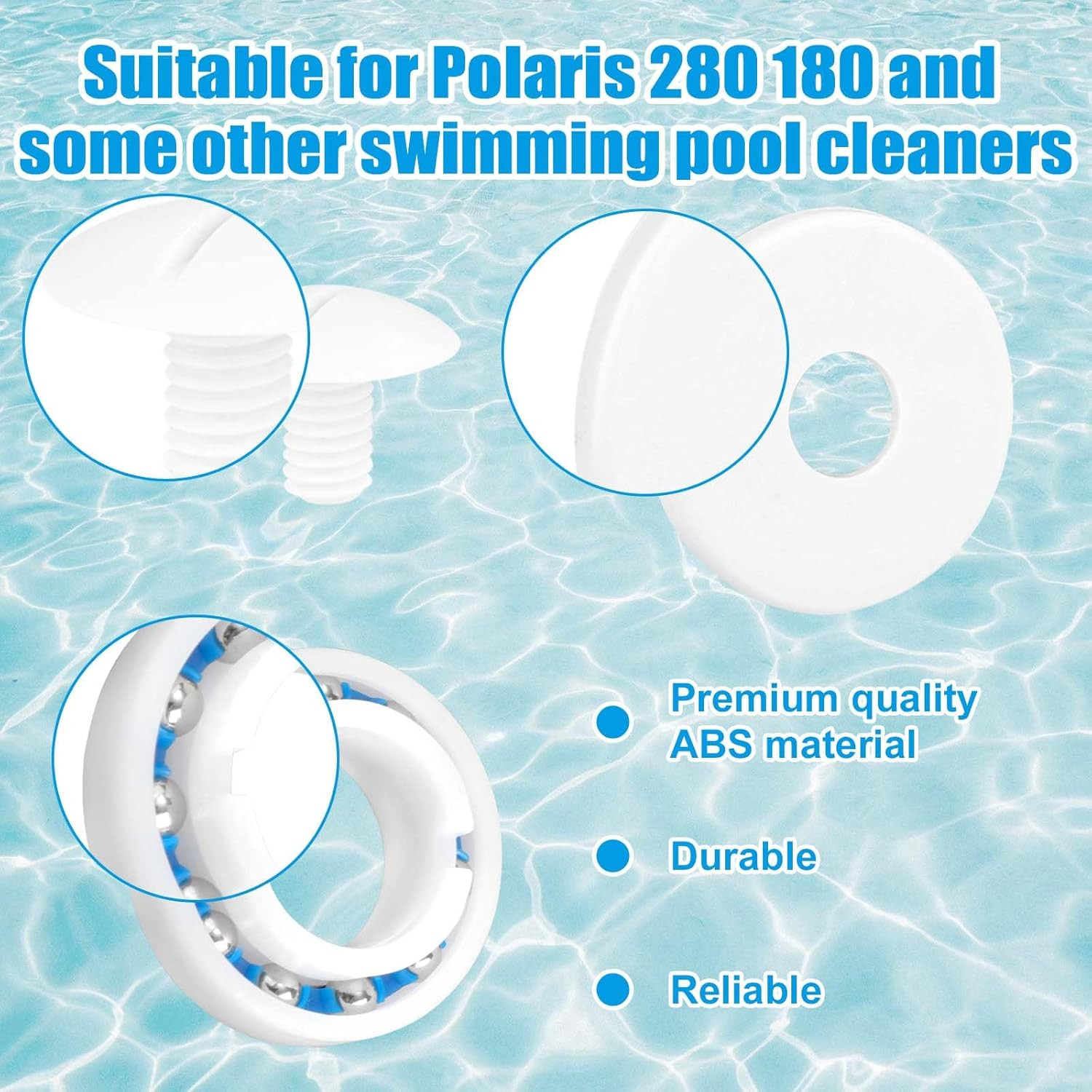 Pool Cleaner Rebuild Kit 8 Wheel Bearings, Screws & Washers for Polaris 280 180