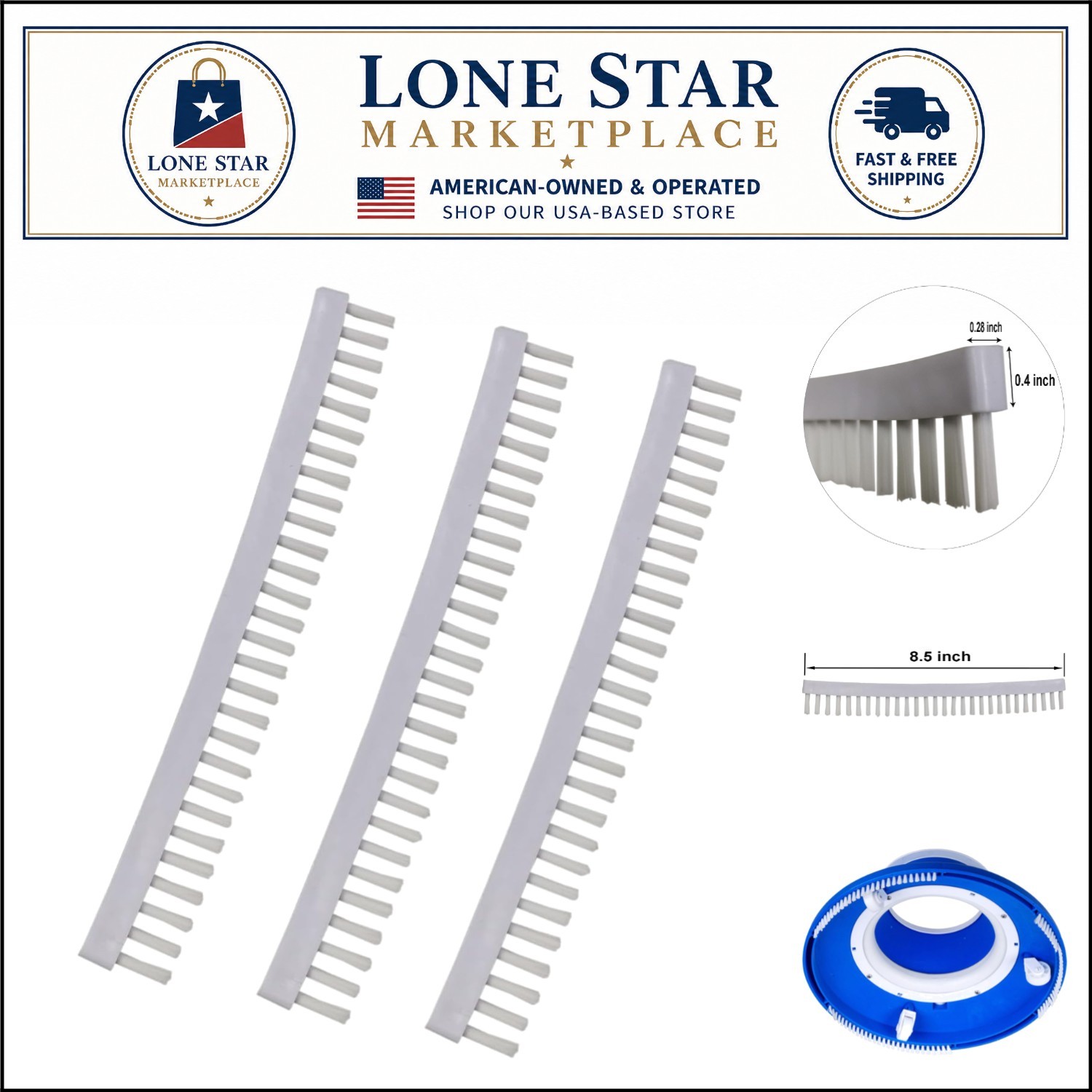 Medium Firmness Pool Leaf Bagger Brush Strips – 3 Count for Efficient Cleaning