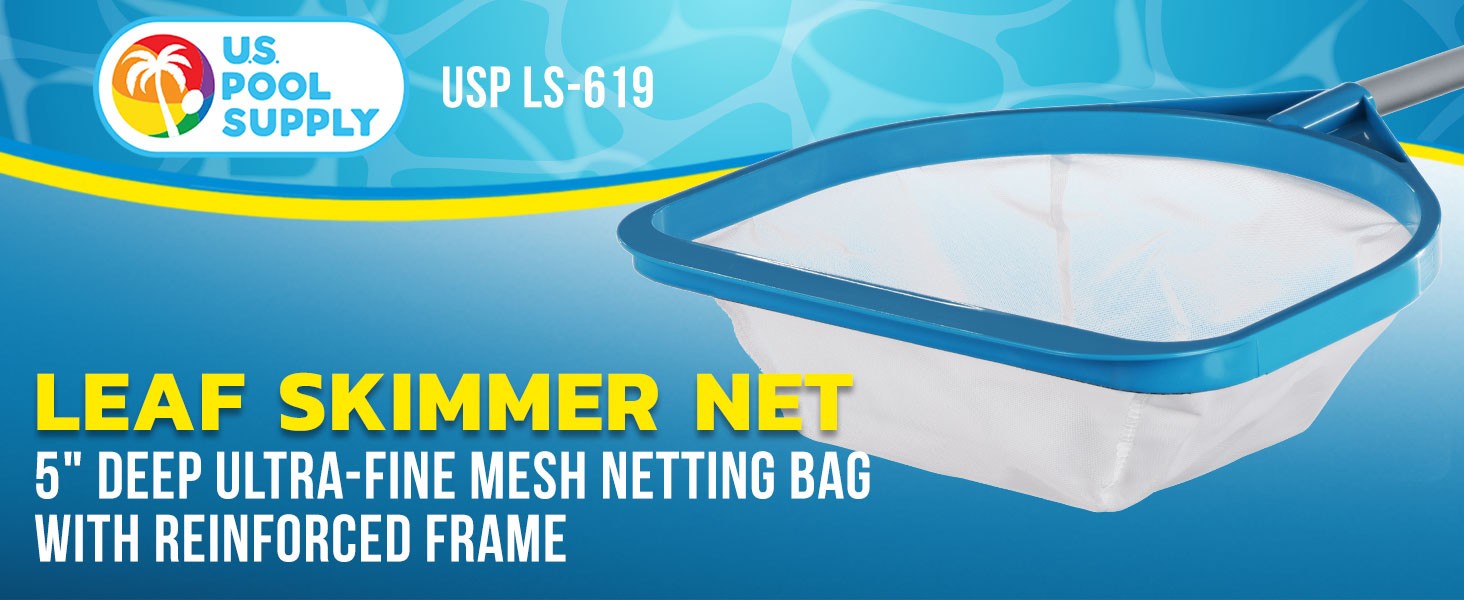 Pool and Spa Skimmer Net with Pole, Long Handheld Ultra-Fine Mesh Pool Skimmer