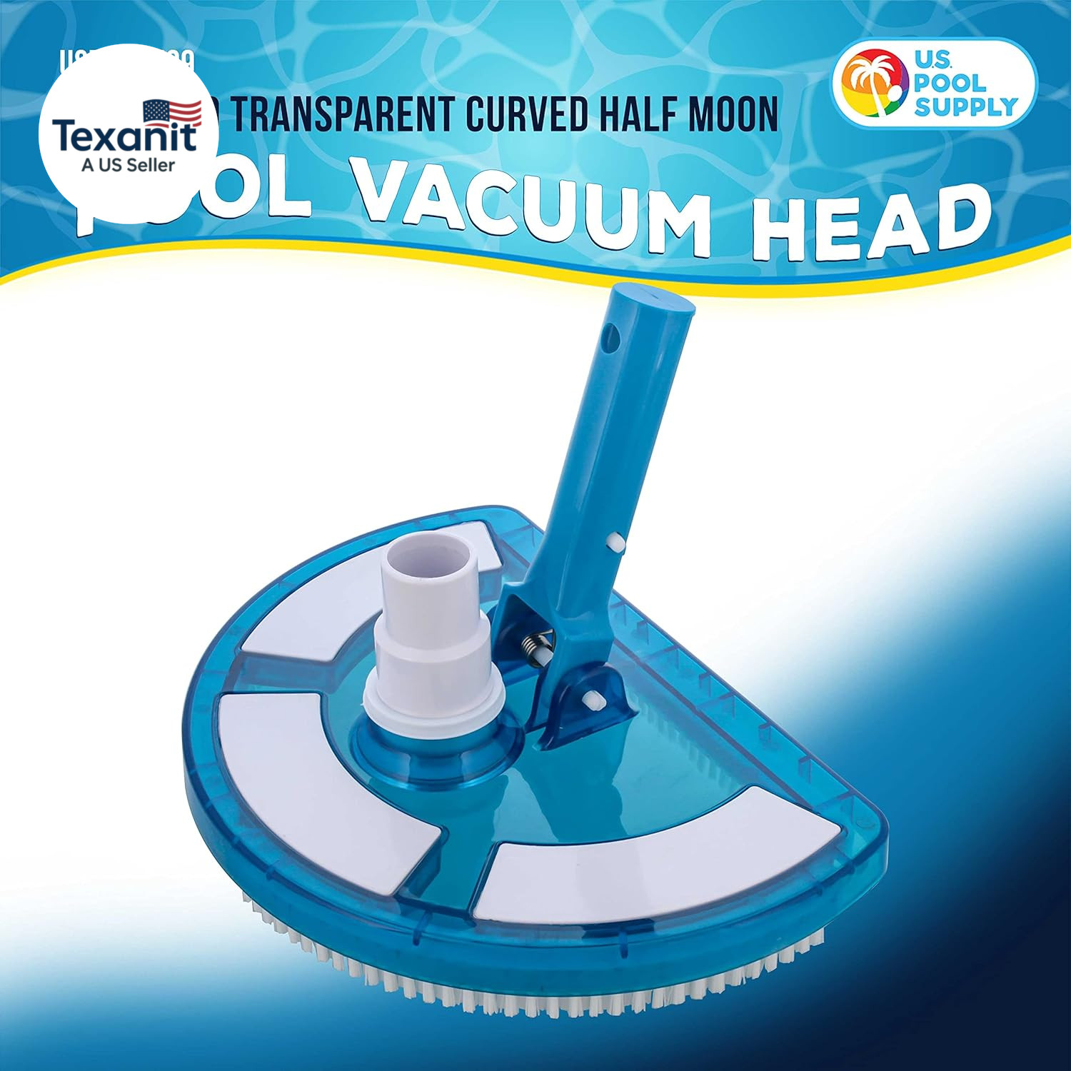 Weighted Pool Vacuum Head, Transparent Curved Half Moon Body – Swivel Connection