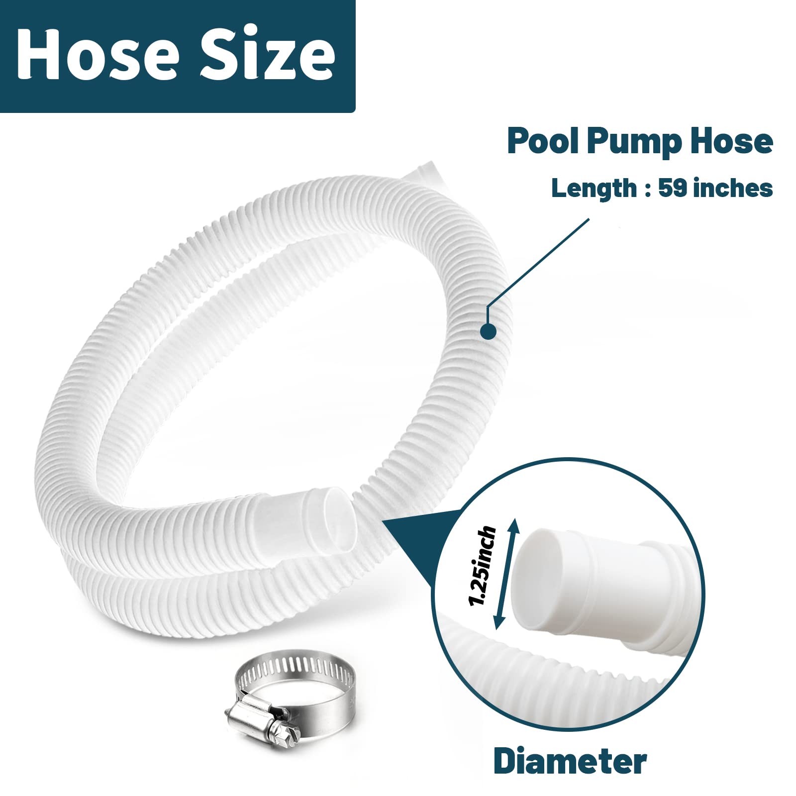 Alocs 1.25 Pool Hose Replacement For Intex Pump – 59 Long Hose For Intex Filter