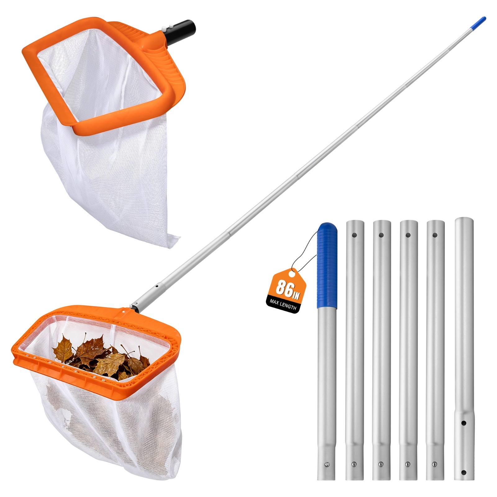 Pool Cleaning Kit, 7.5Ft Aluminum Telescoping Pole with Skimmer Net, Pool Mainte