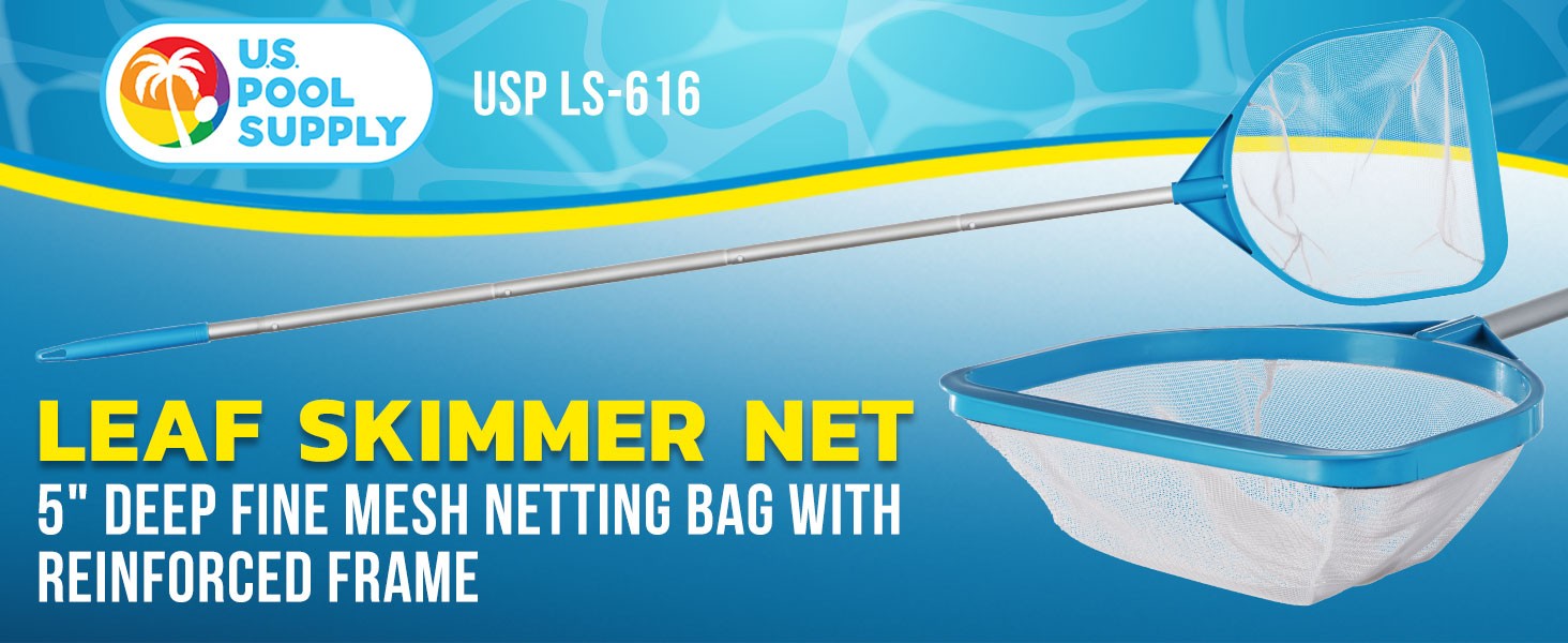 Pool and Spa Skimmer Net with Pole, Long Handheld Ultra-Fine Mesh Pool Skimmer