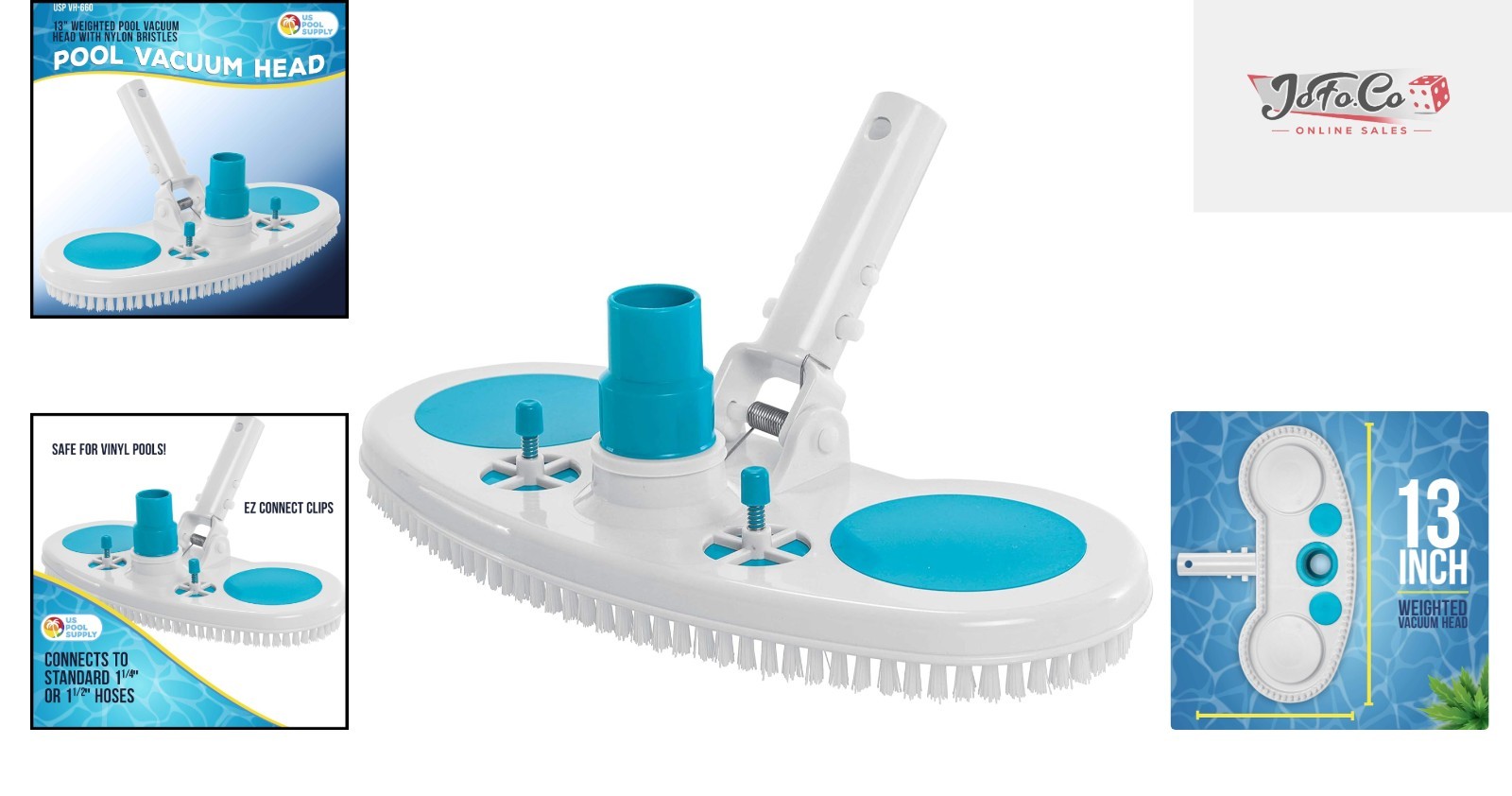 High Efficiency 13&Prime; Weighted Vacuum Head for Manual Pool Cleaning – Safe Design