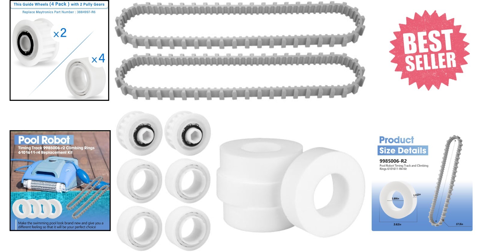 Dolphin Nautilus CC Plus Pool Cleaner Accessory Kit: Rings Tracks & Wheels New