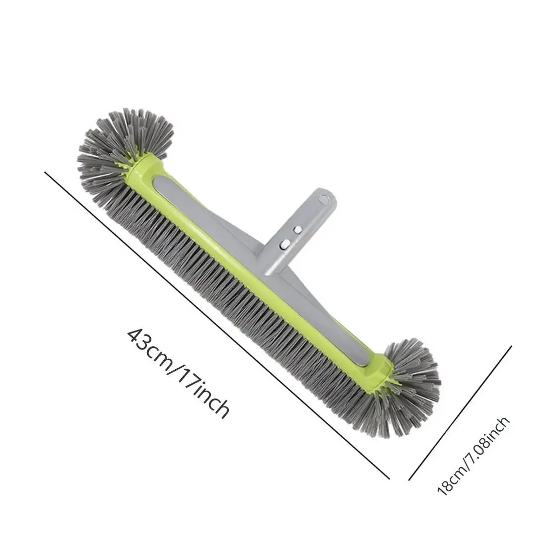 Pool Brush Head 7 Rows Nylon Bristles For Pool Wall Steps Corner Cleaning 17.5&Prime;