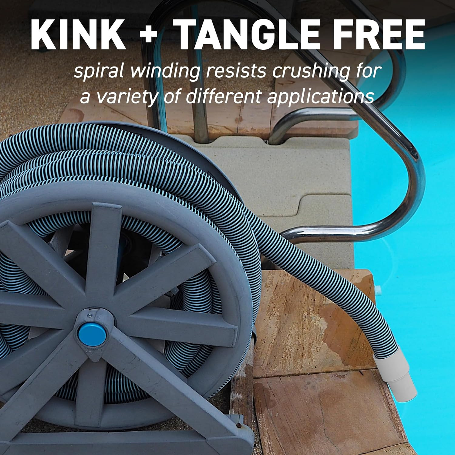 Swimming Pool Vacuum Hose 1-1/2&Prime; X 50-Ft, Swivel Cuff Kinkproof Design, Made in