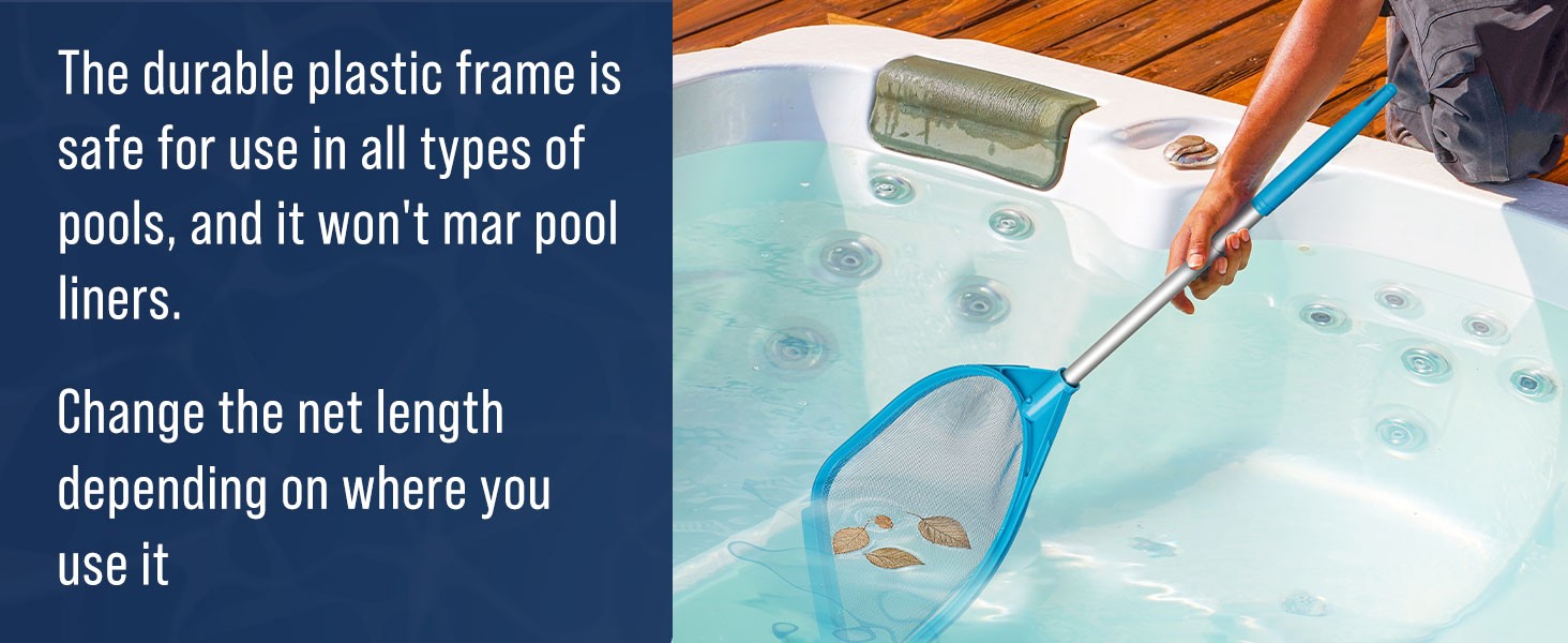 Pool and Spa Skimmer Net with Pole, Handheld Fine Mesh Pool Skimmer Net – Hand