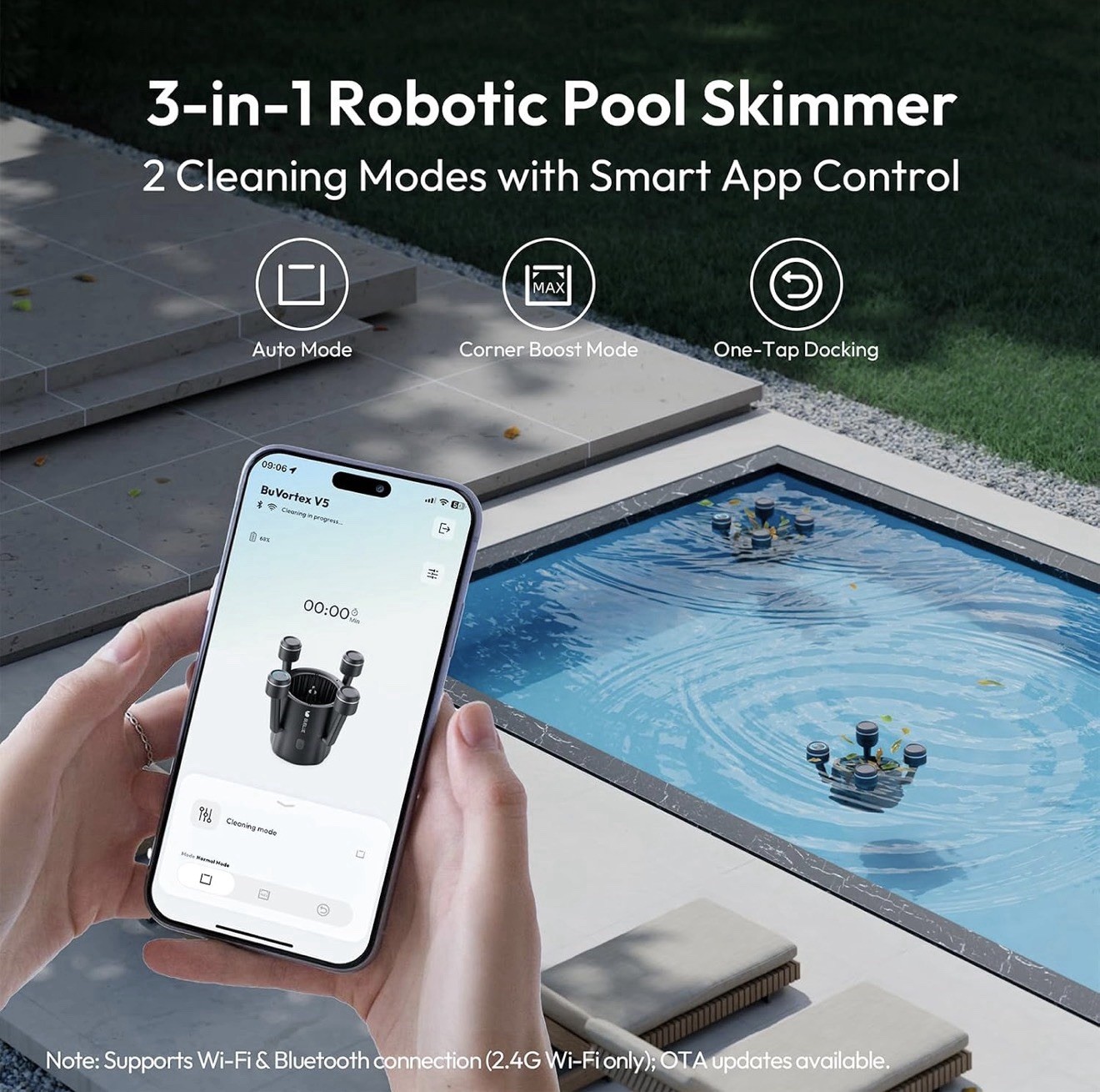 (2026) BUBLUE F10 Automatic Pool Skimmer Robot, 5L Filter, APP Control Brand New