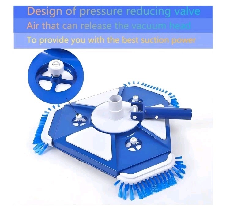 Pool Vacuum Head Cleaner Side Brush Universal Swivel Handle 1.5&Prime; Hose Adapter
