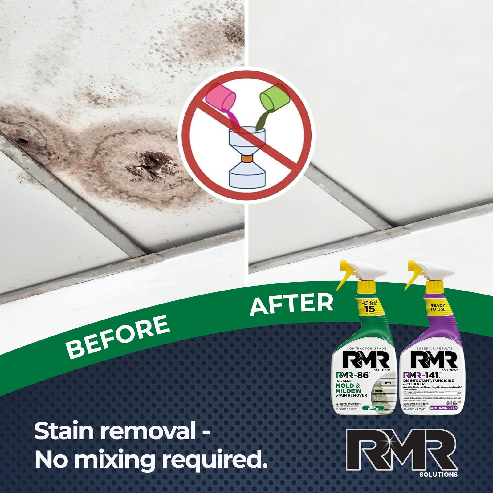 RMR DIY Mold & Stain Remover Bundle, Complete Kit, Includes 2-32 oz Bottles