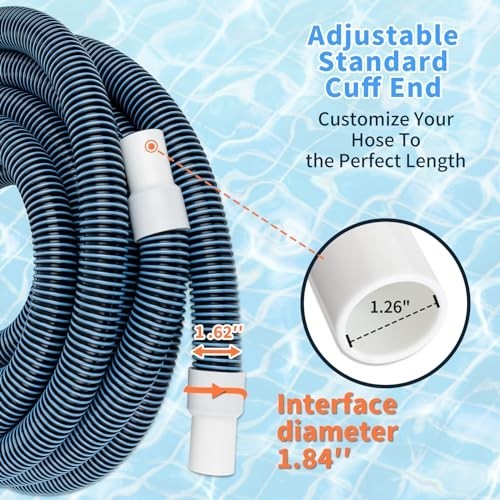 Pool Vacuum Hose 1-1/4 x 30 FT Heavy Duty for Inground Above Ground Pool Cleaner