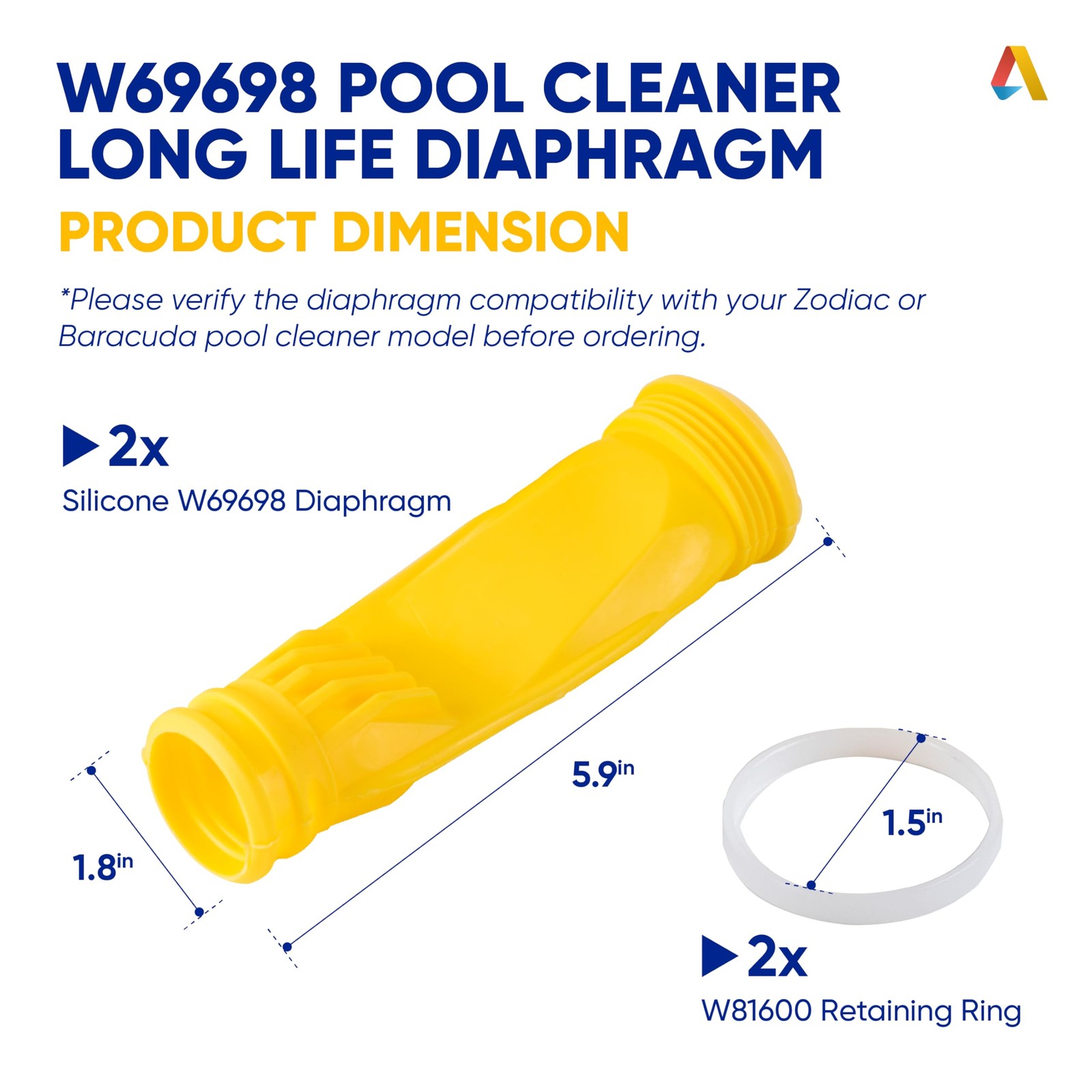 « Pool Cleaner Diaphragm W69698 Compatible with Zodiac G3, G4, Alpha 2 & 3 »