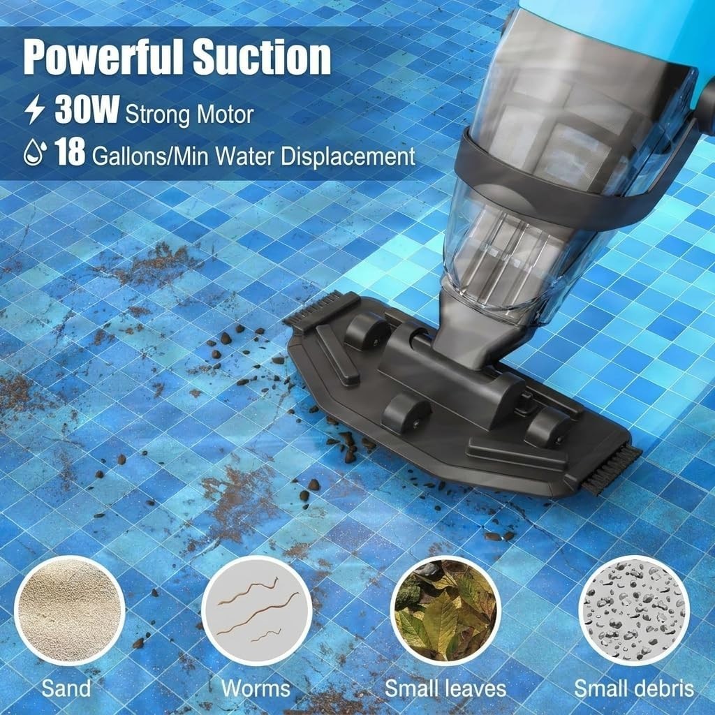 18 GPM Rechargeable Pool Cleaner – Ideal for Spas, Hot Tubs & Above Ground Pools