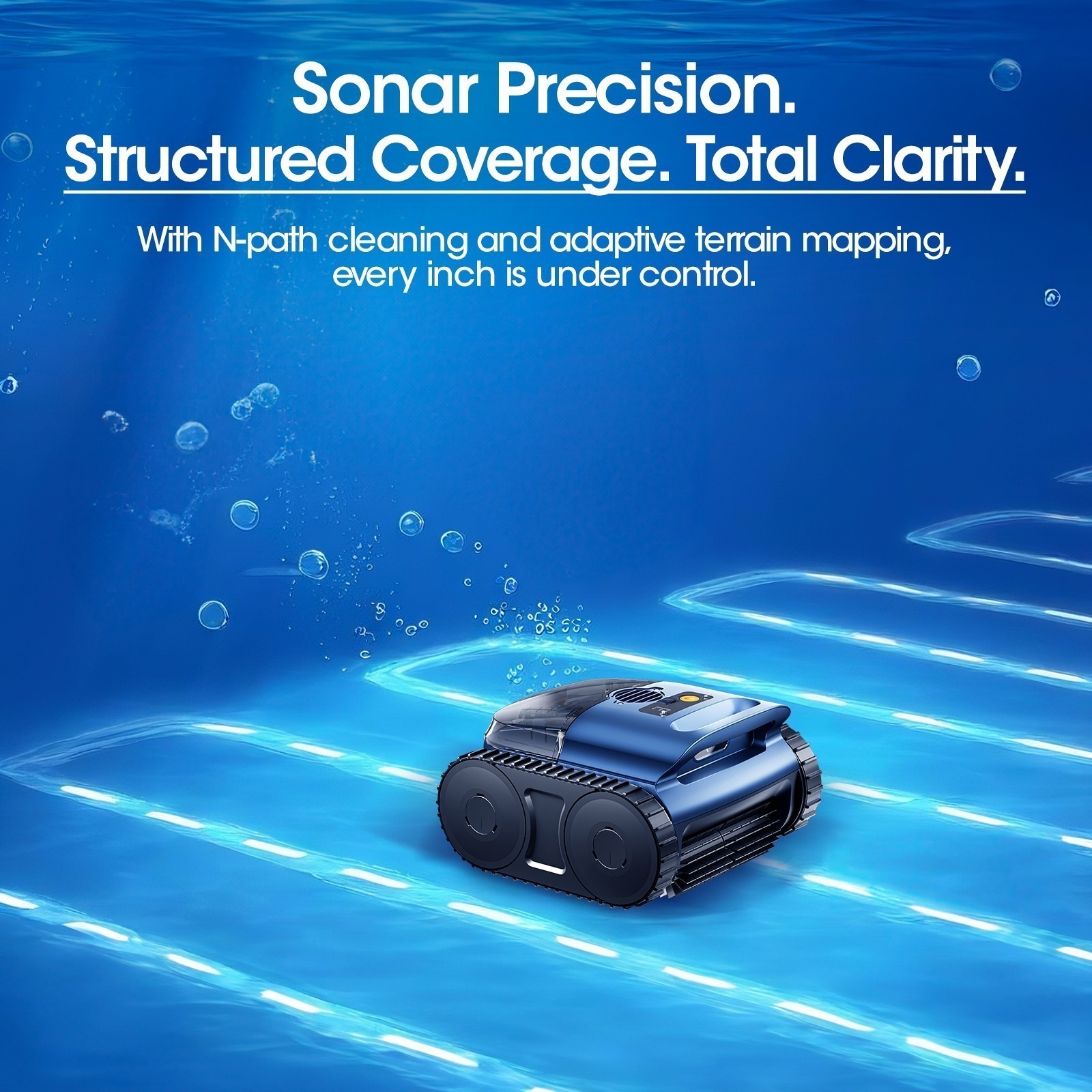 Seauto Cordless Robotic Pool Vacuum Cleaner SAT25, Track Drive Sonar Navigation