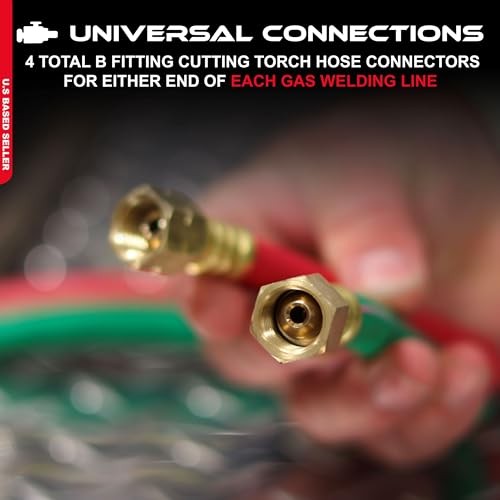 Oxy Acetylene Hose, 15 Foot x 1/4 Inch – B Fitting Twin Cutting Torch 15 Ft