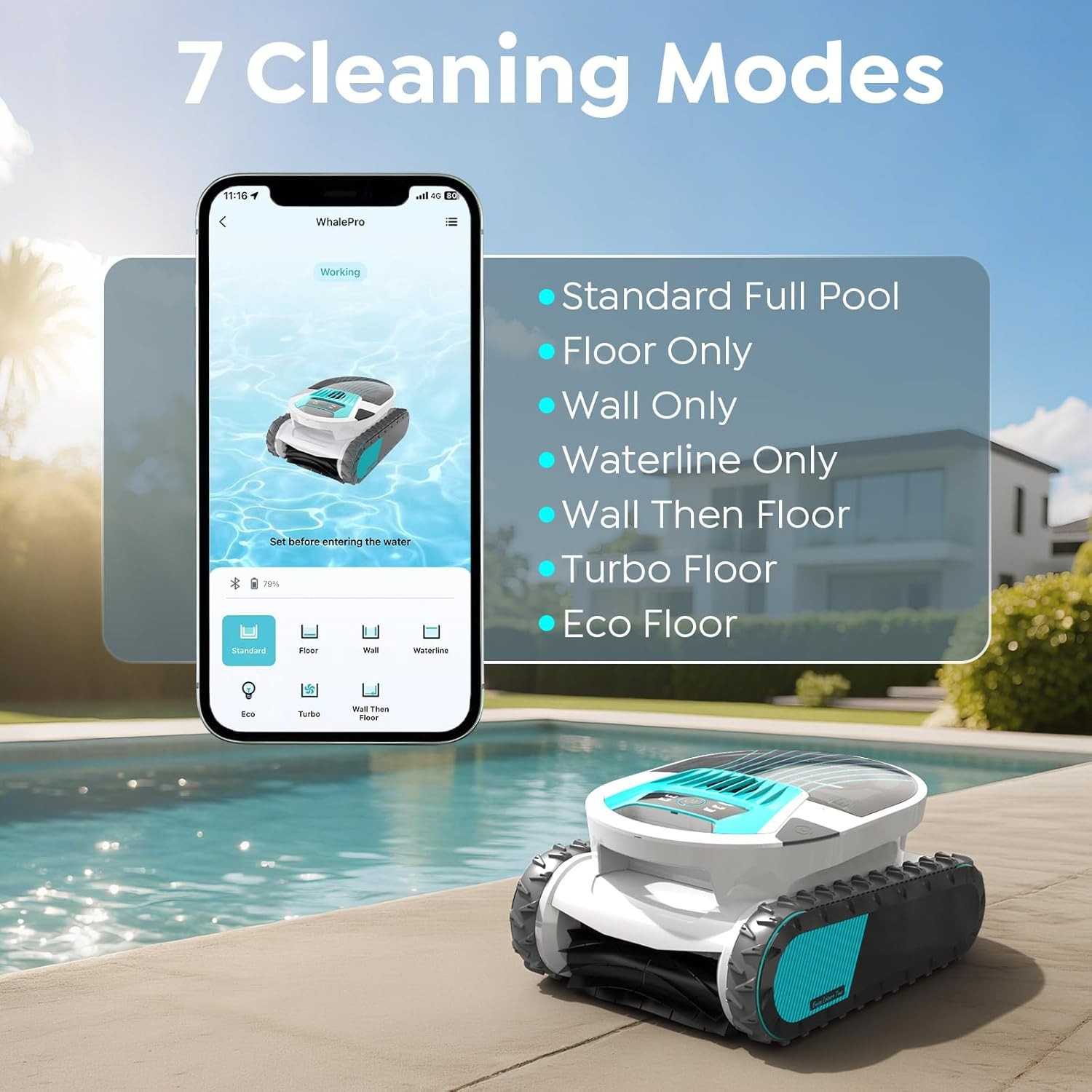 Pleco Pro Cordless Robotic Pool Cleaner, Smart Navigation, 210–240 Min Runtime,