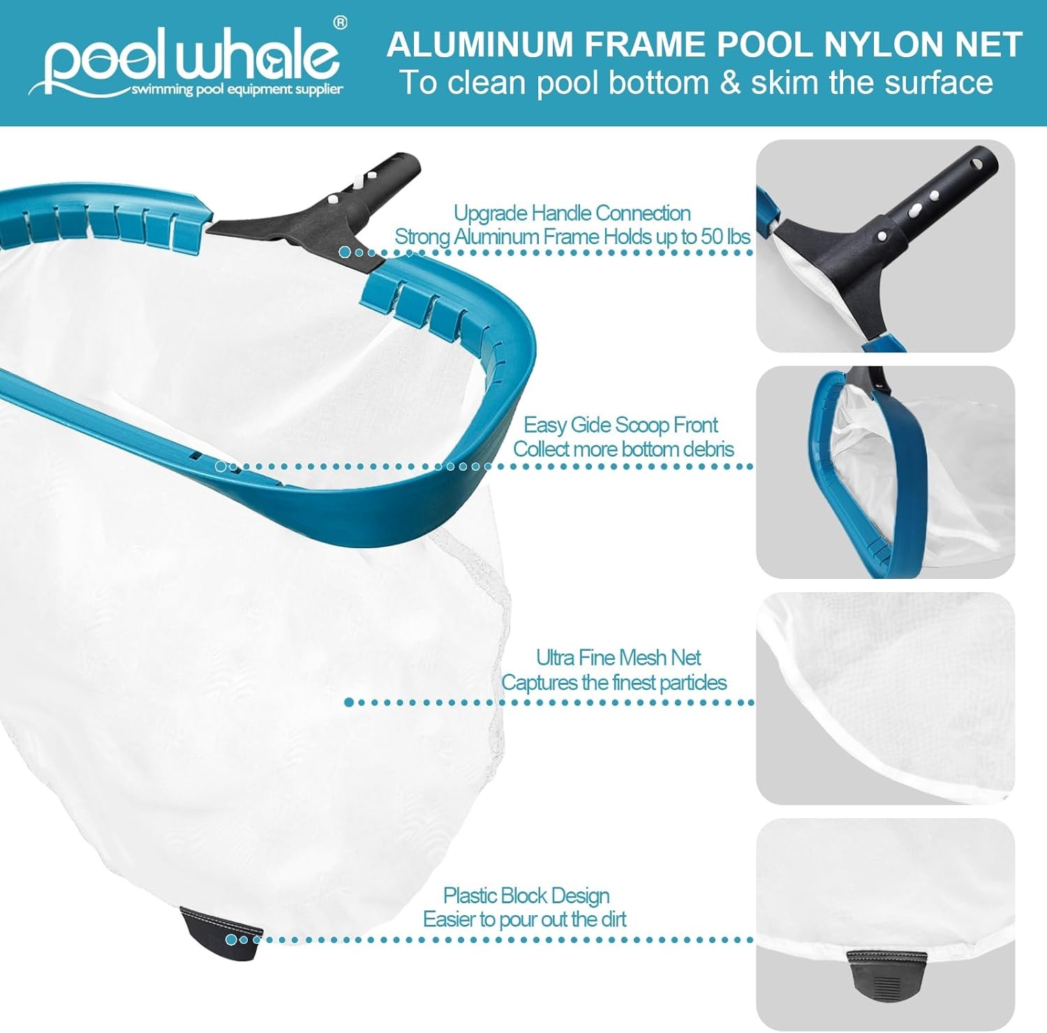 17.5 Inch Pool Pollen Sand Skimmer Rake Deep Nylon Net
