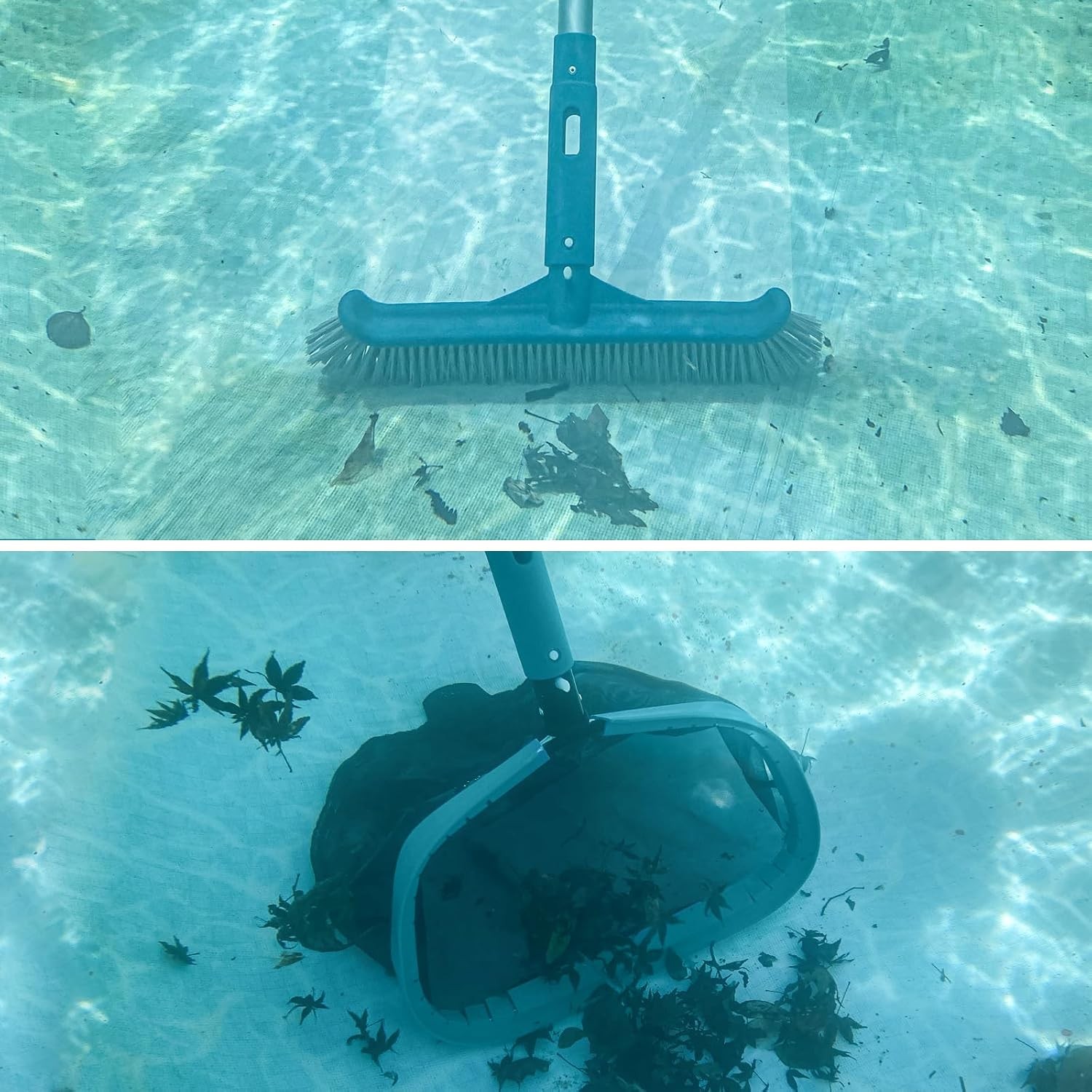 POOLWHALE Pool Cleaning Kit: Vacuum, Rake, Brush & 8Ft Pole