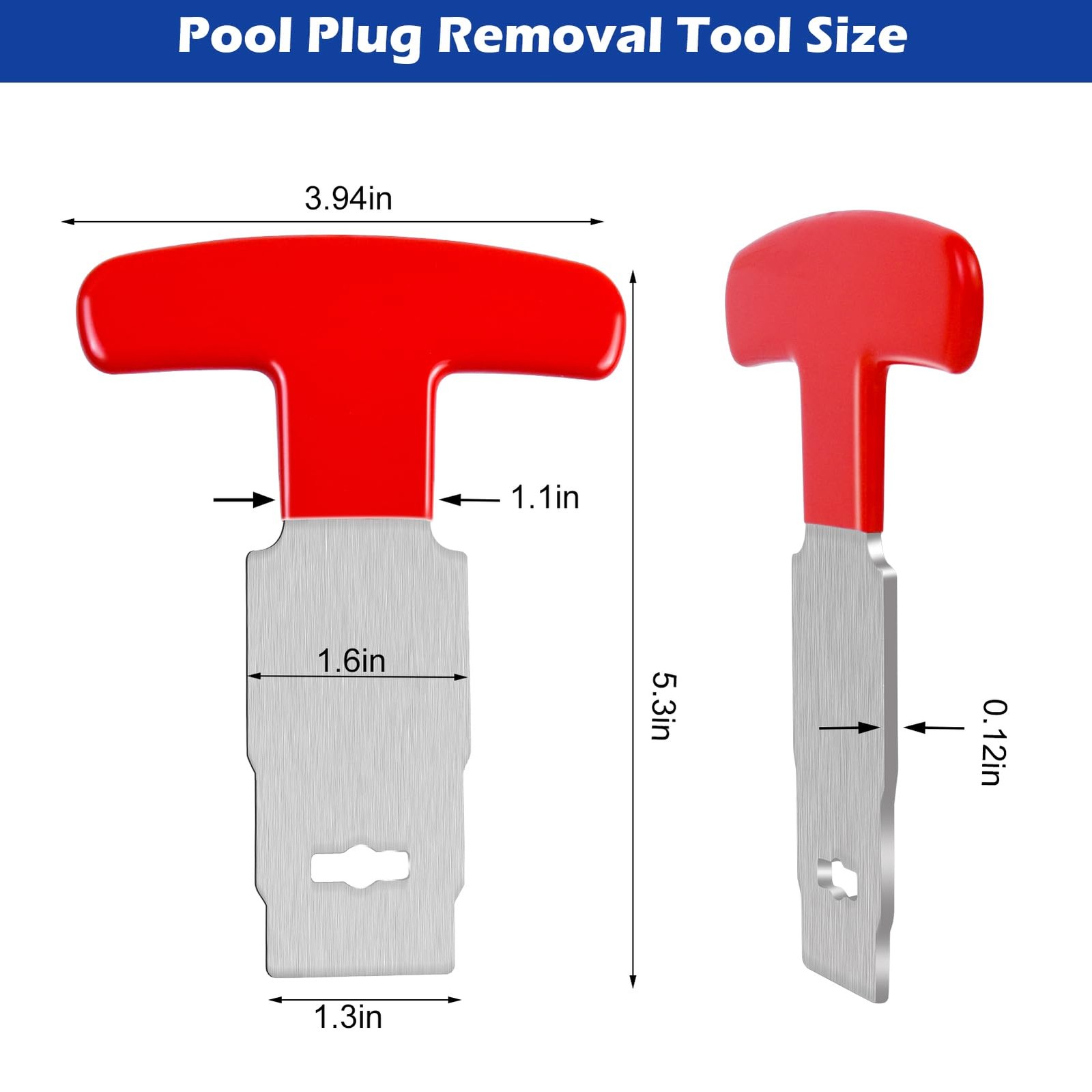 Pool Plug Removal Tool with Handle Grip, Upgraded Metal Eyeball Seat Red-1