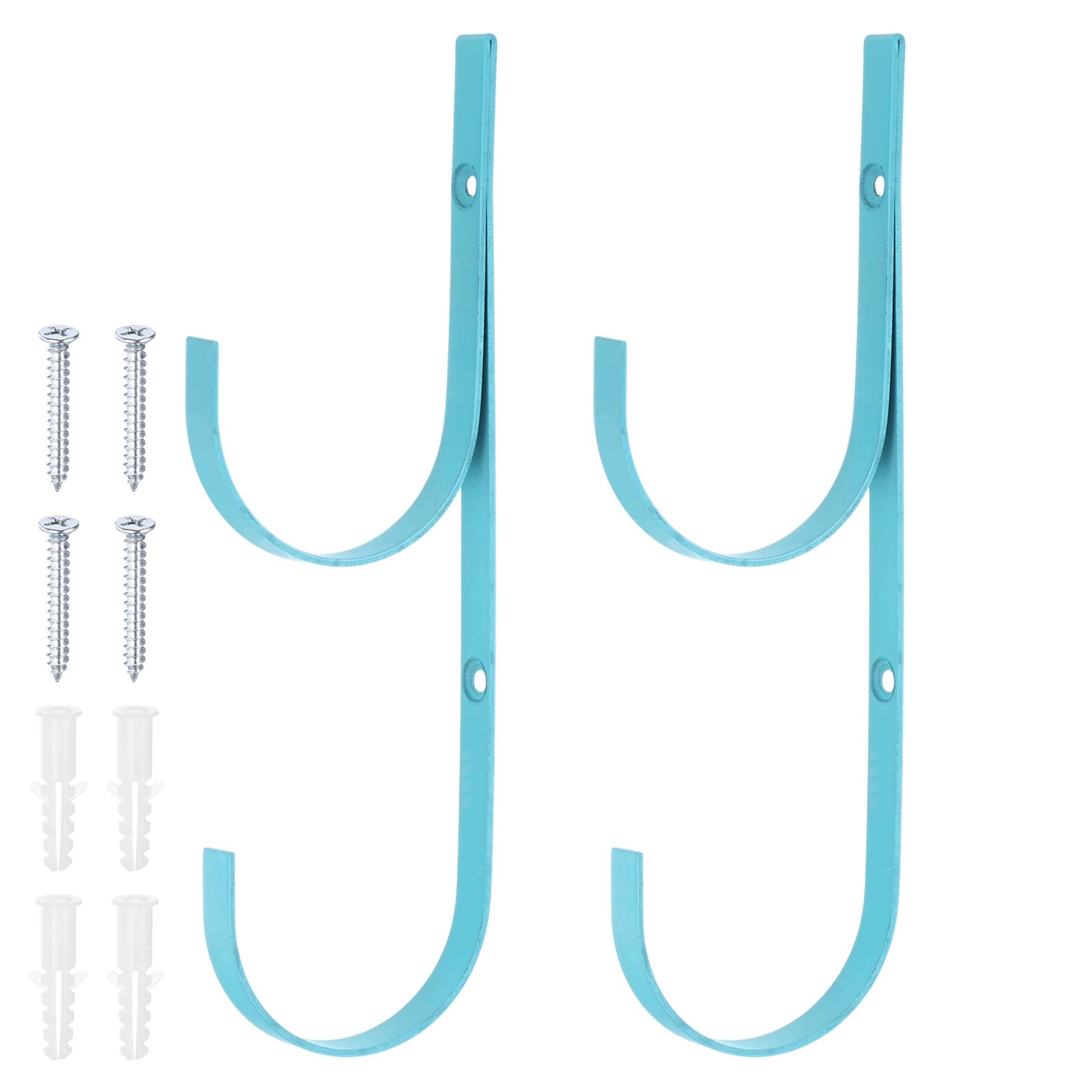 2-Pack Pool Pole Hanger, Iron Pool Hooks with Screws for Garden Tools [Blue]
