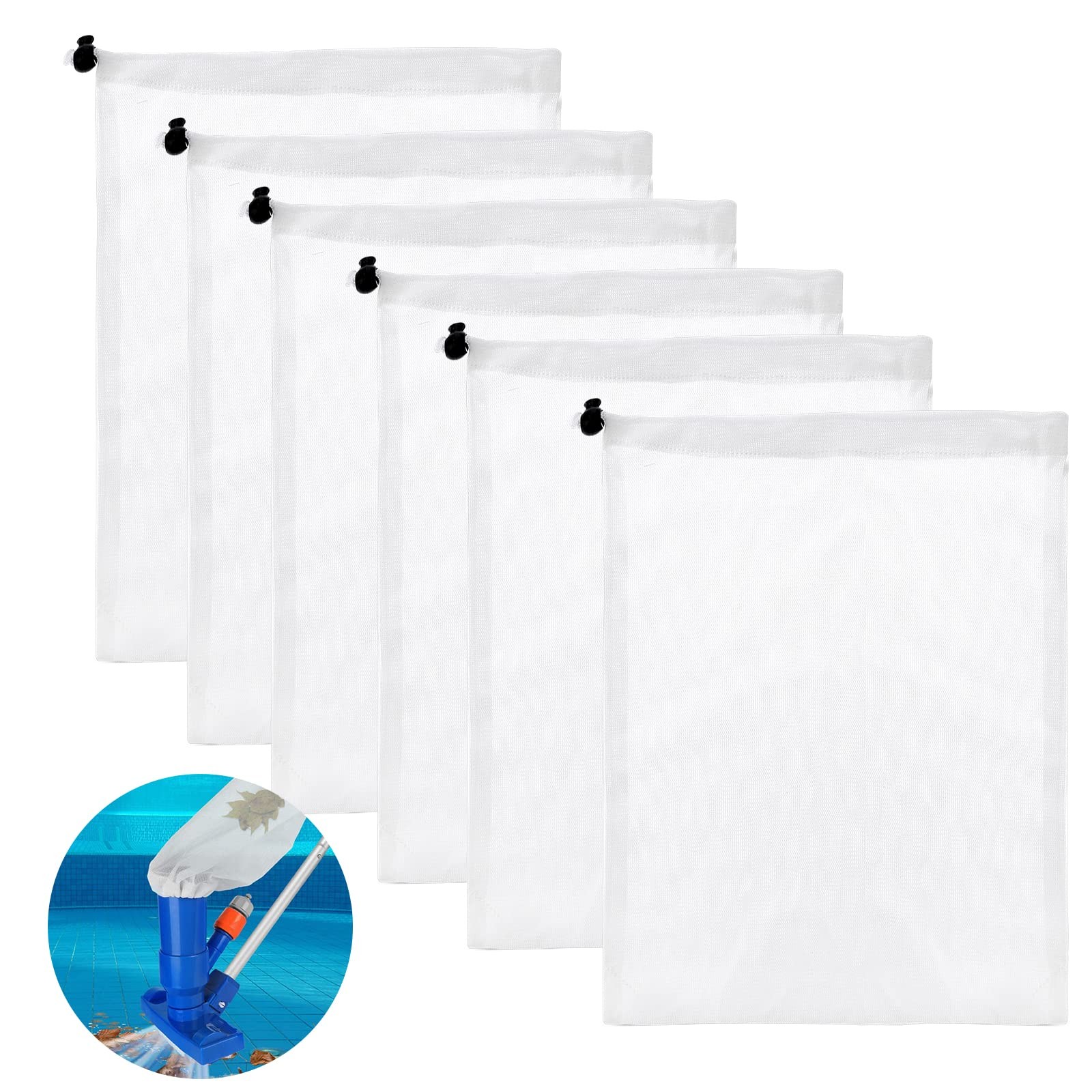 Pool Cleaner Net 6-Pack, Fine Mesh Vacuum Bags for Pools, Aquariums, Ponds