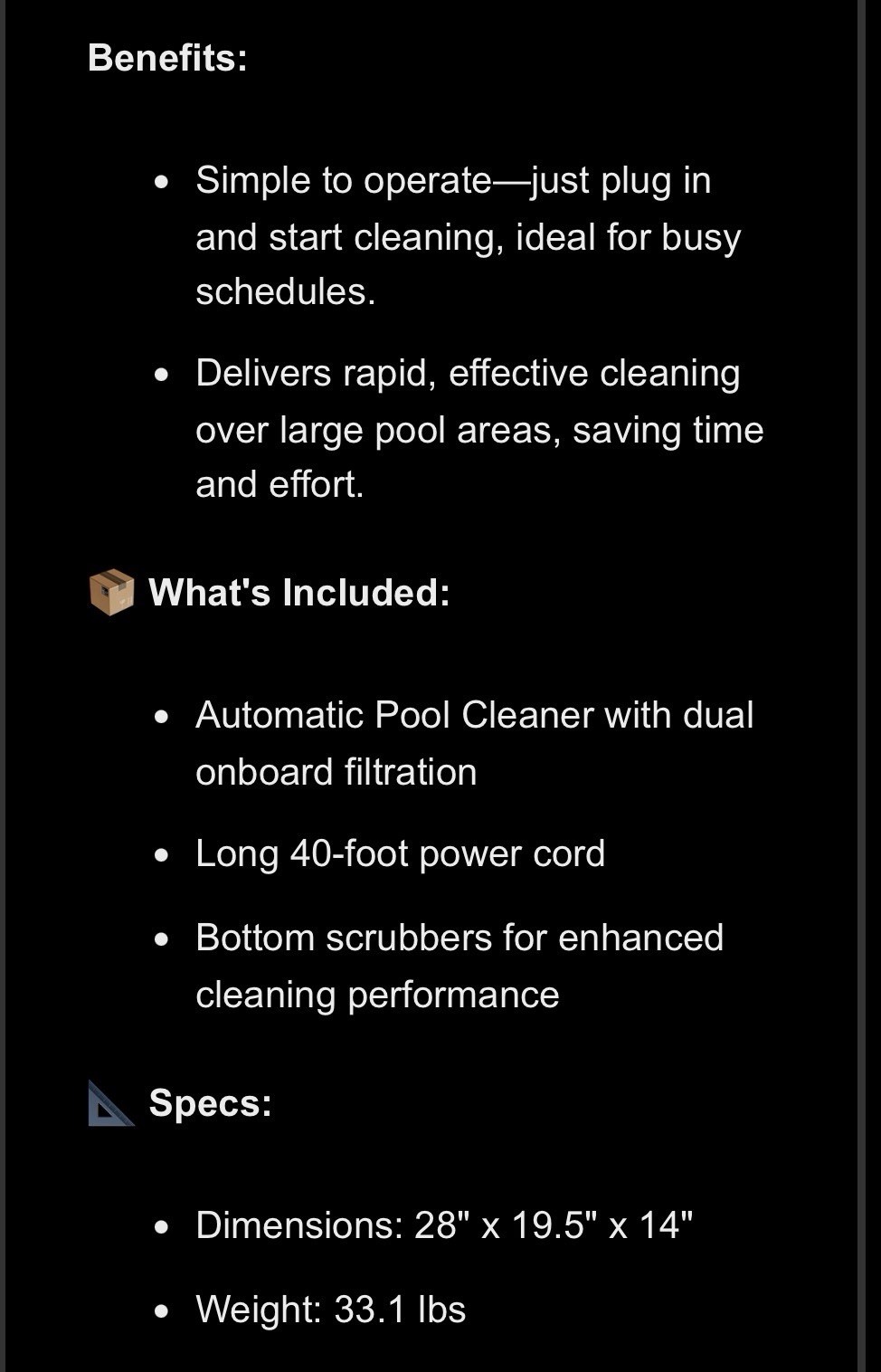 Aqua Select Stinger Above-Ground Robotic Swimming Pool Cleaner w/ Power used