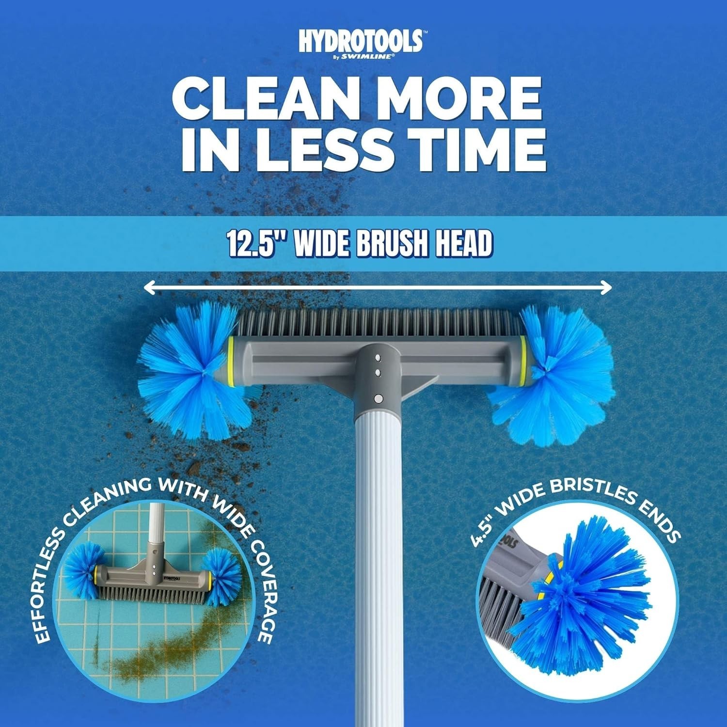 Safe & Easy-to-Use 12.5-Inch Pool Brush Head – Double Reinforced & USA-Supported