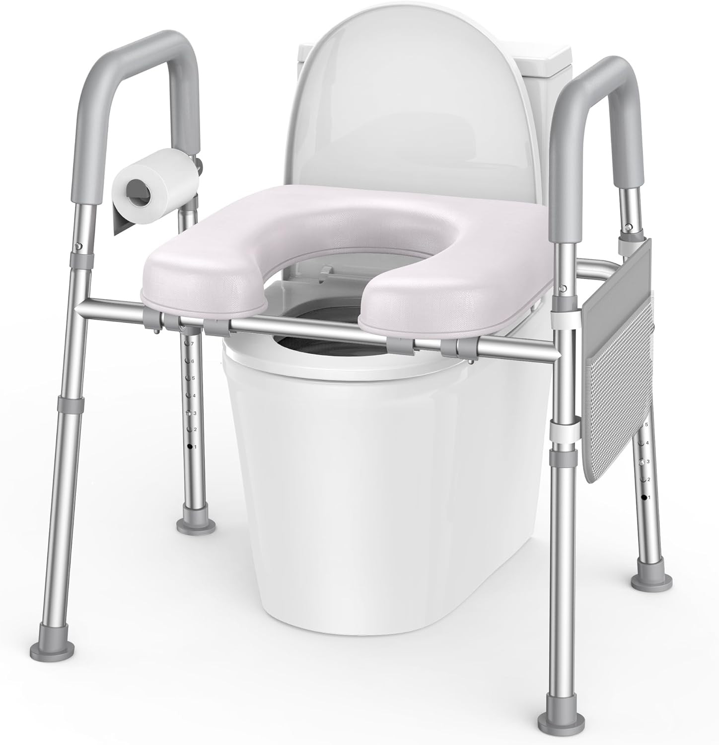 Toilet Seat Risers for Seniors with Handles, Adjustable Height and Width Elevate