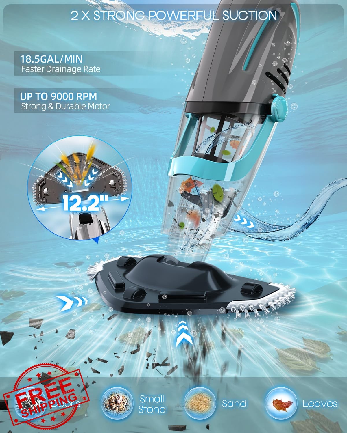 VERVEWAVE Pool Vacuum Light Gray