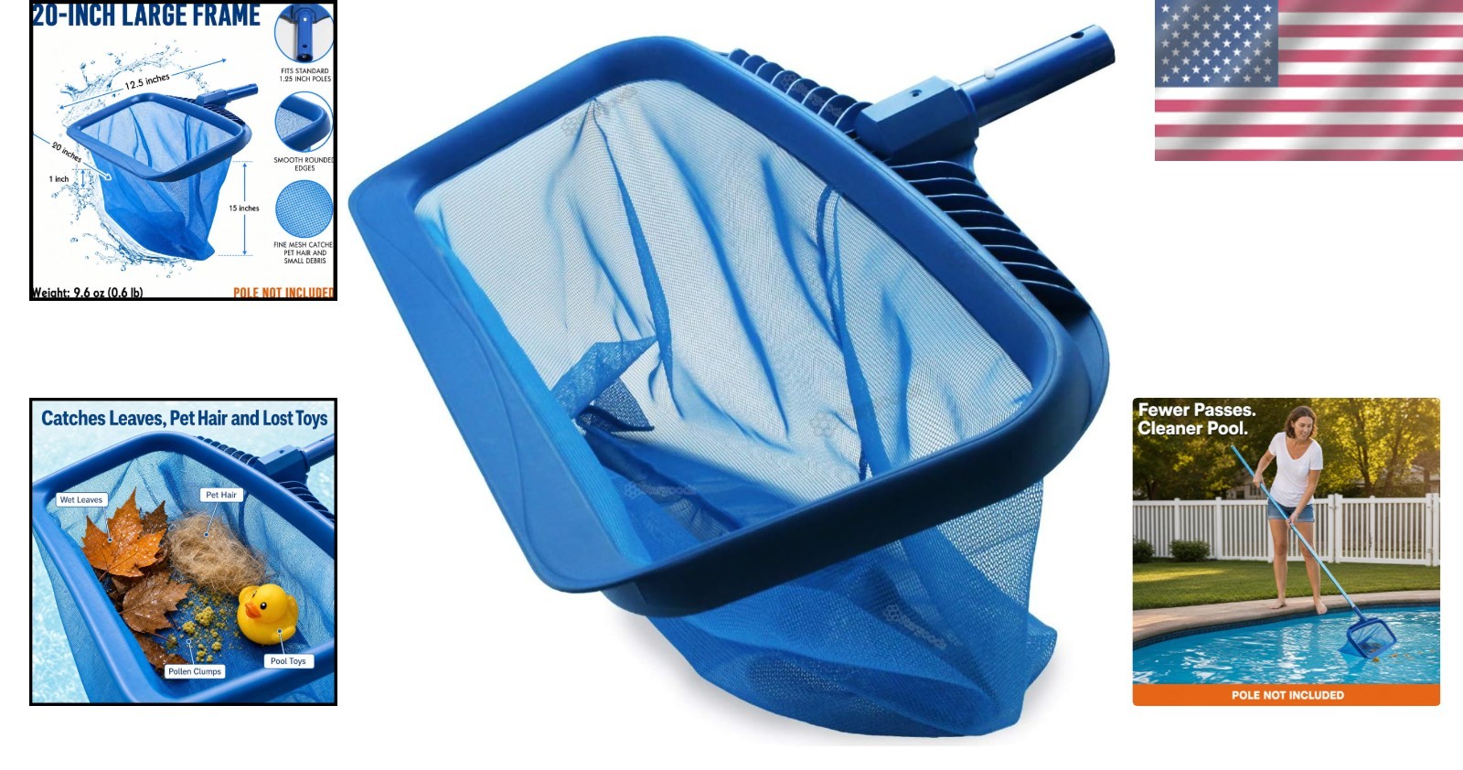 Large Pool Skimmer – Fine Mesh, Inground & Above Ground