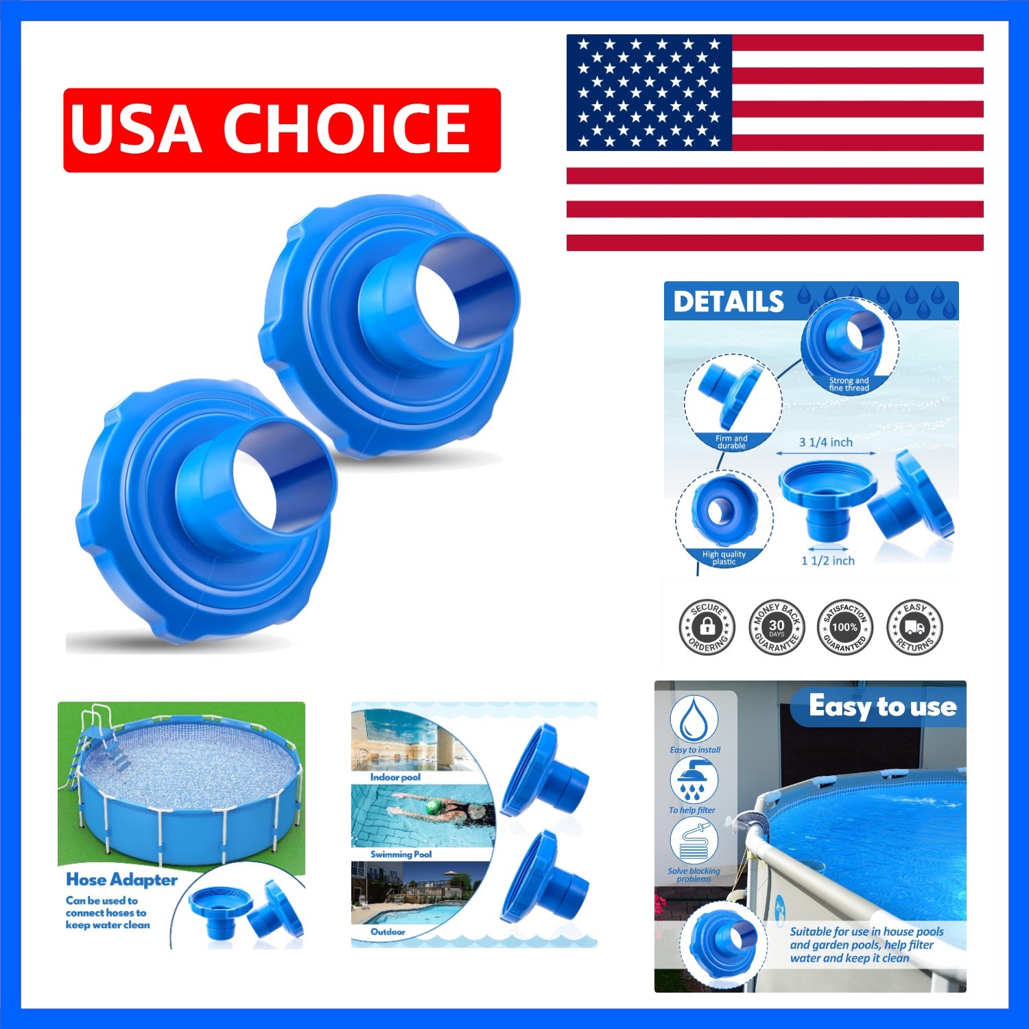 2 Pcs Pool Vacuum Hose Adapter Above Ground Pool Skimmer Vacuum Hose Connecto…