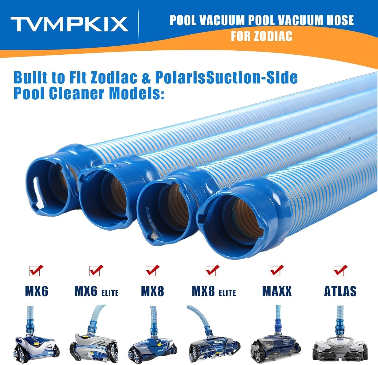 5-Pack Pool Cleaner Hose for Zodiac MX6 MX8 – 39” Twist-Lock Sections R0527700
