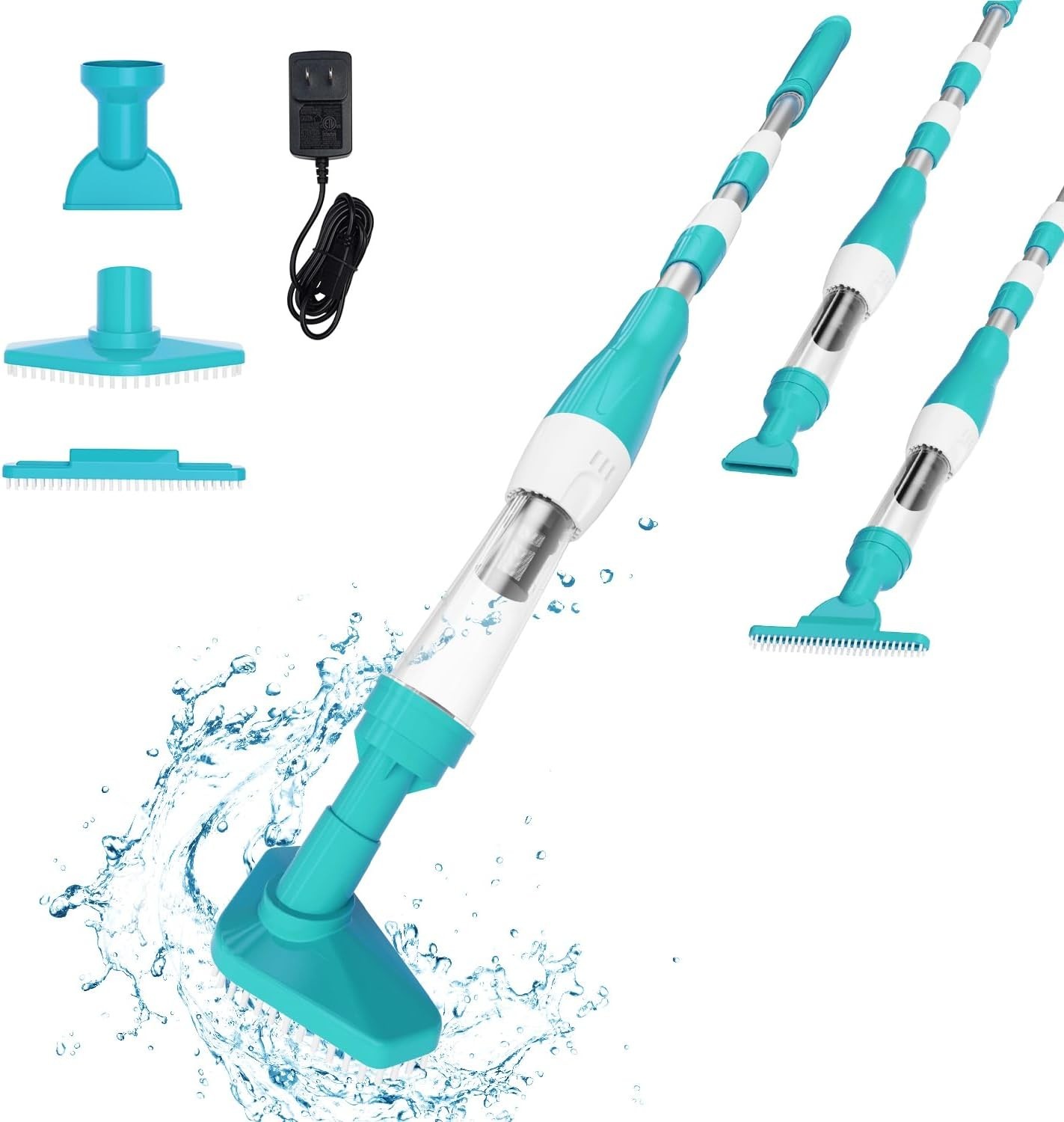 Upgraded 3 in 1 Cordless Rechargeable Pool Vacuum spa hot tub 1822 Turquoise