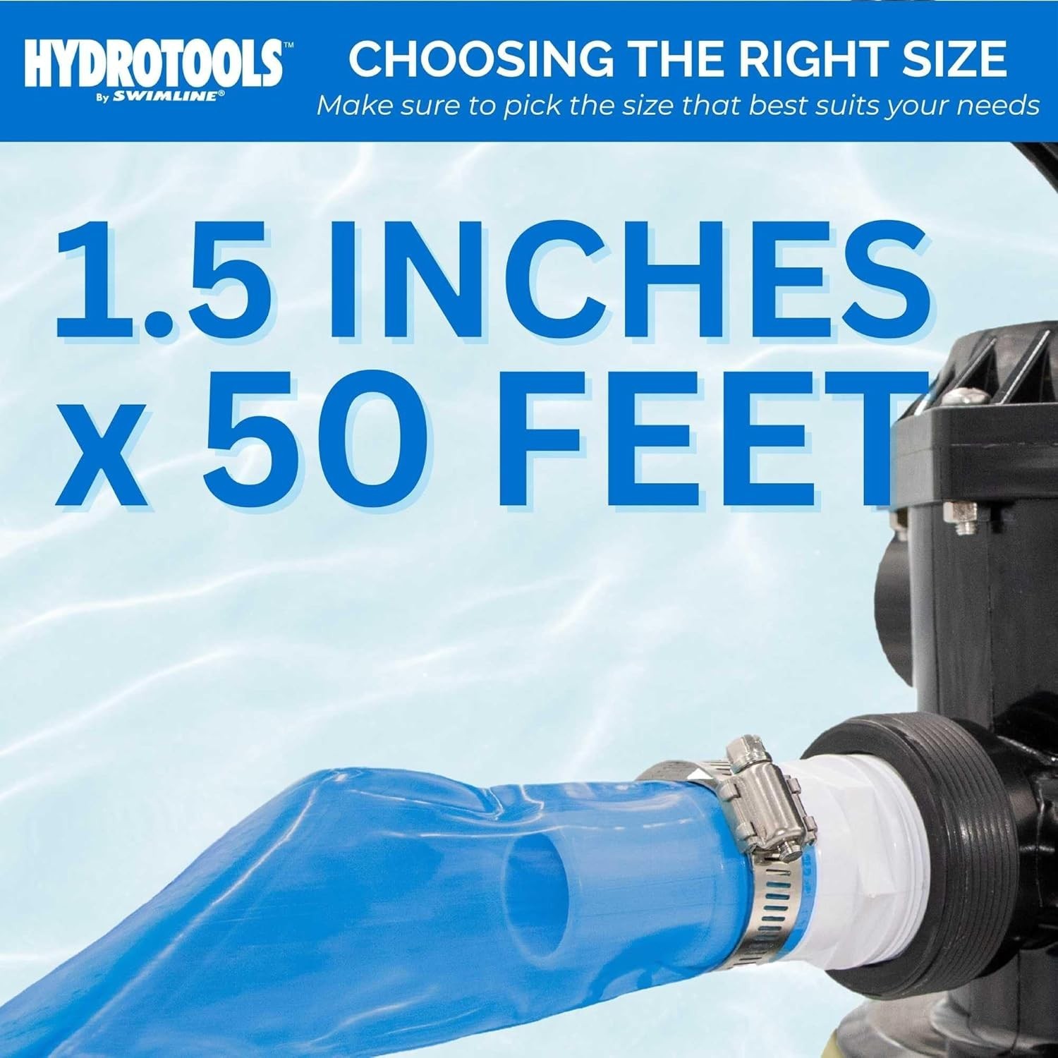 HYDROTOOLS 50ft Kink-Free PVC Backwash Hose for Pool Maintenance | Heavy Duty