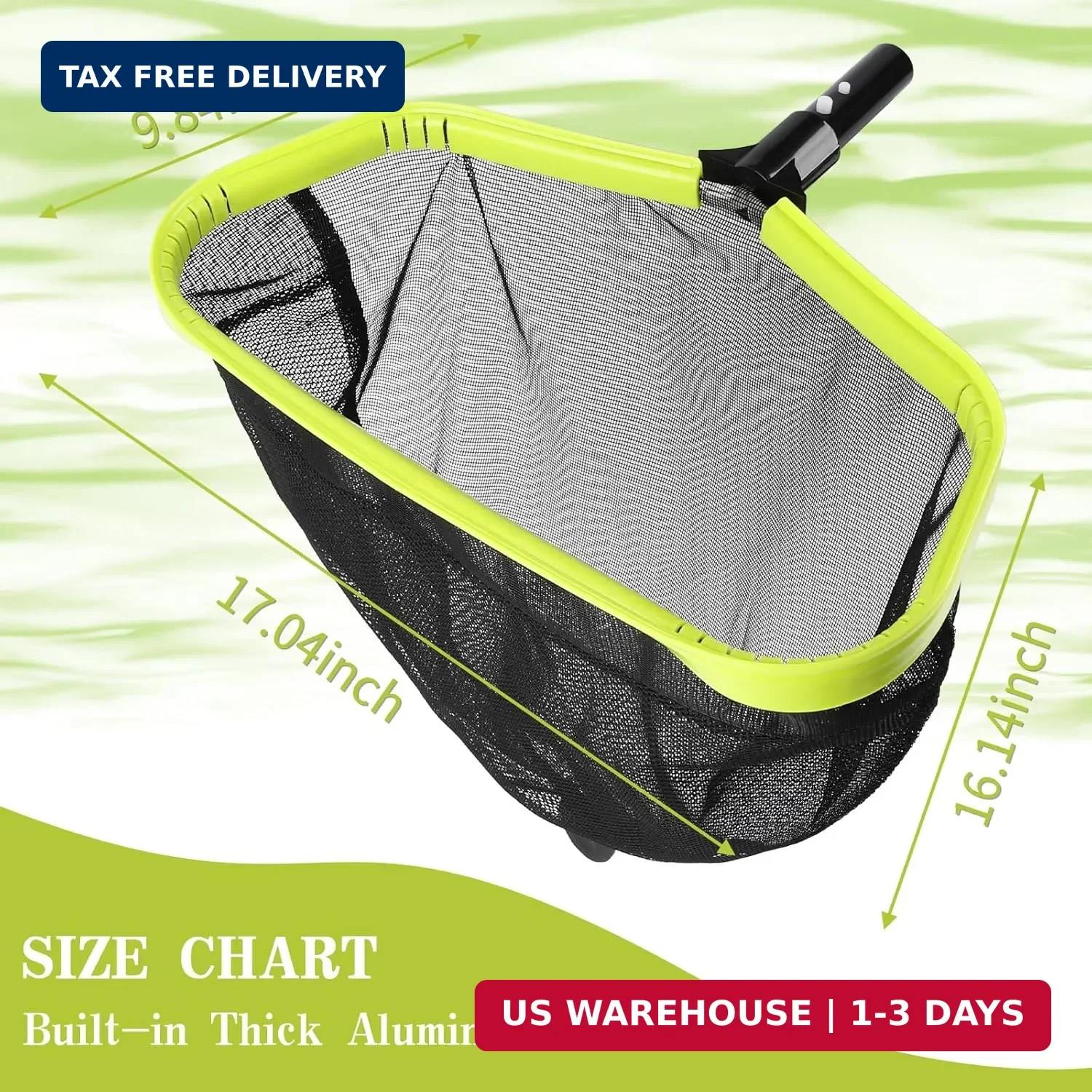 Double-Layer Deep Bag Pool Skimmer Net with Reinforced Frame – Fine Mesh Pool Le