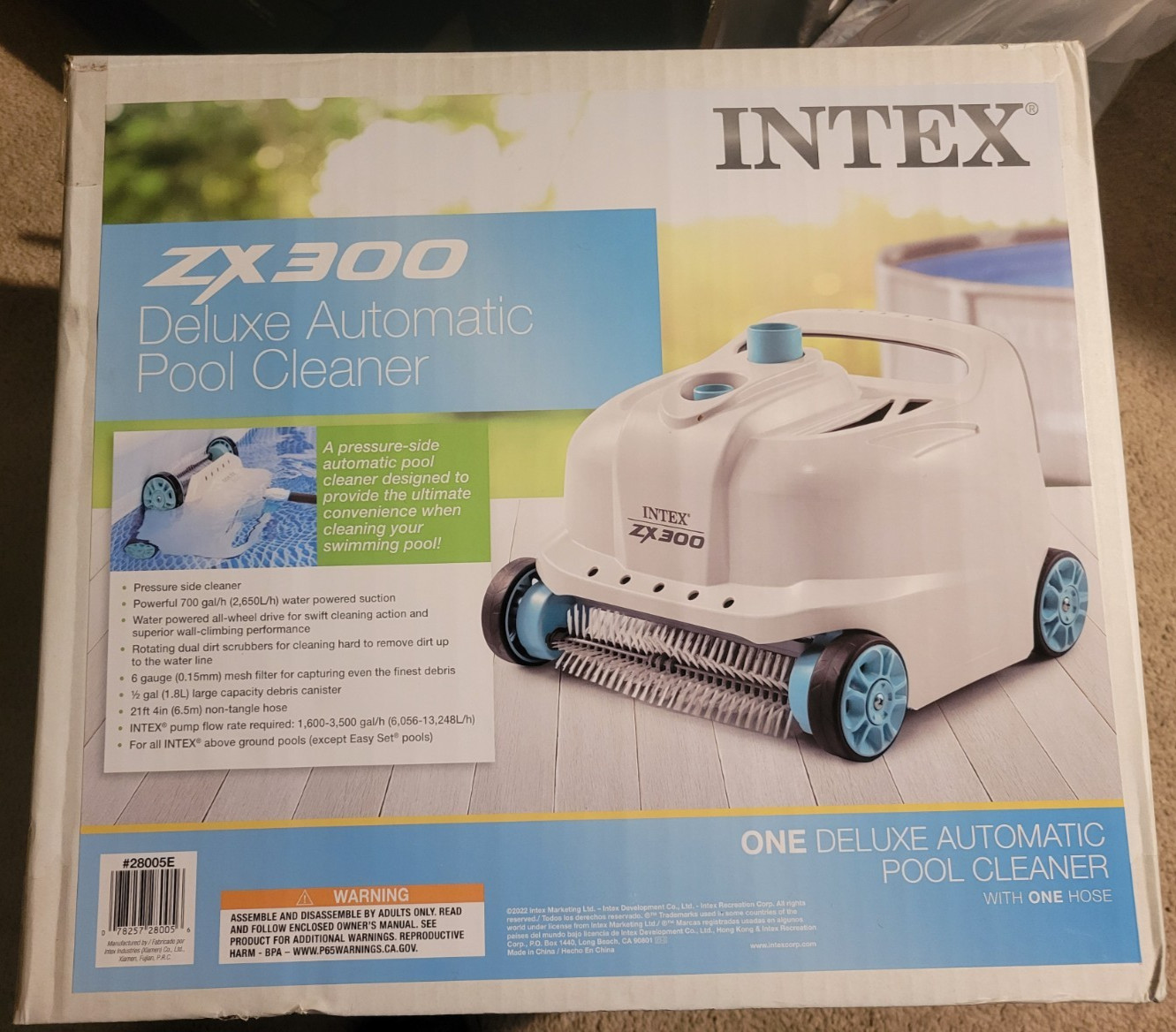 INTEX ZX300 700 GAL/HR ABOVE GROUND DELUXE AUTOMATIC POOL CLEANER W/21 FT HOSE