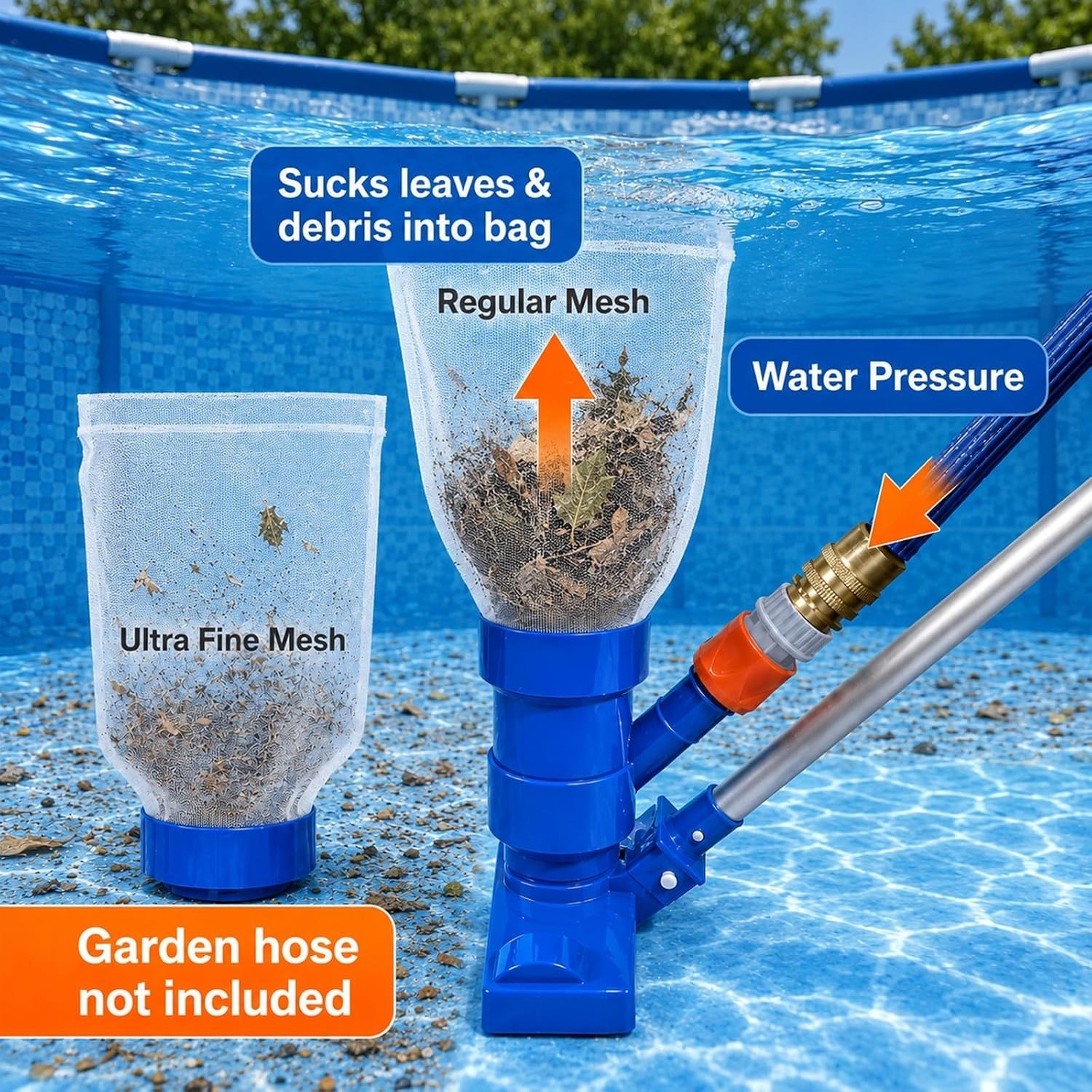Lightweight Pool Spa Vacuum with Polypropylene Construction for Long Lasting Use