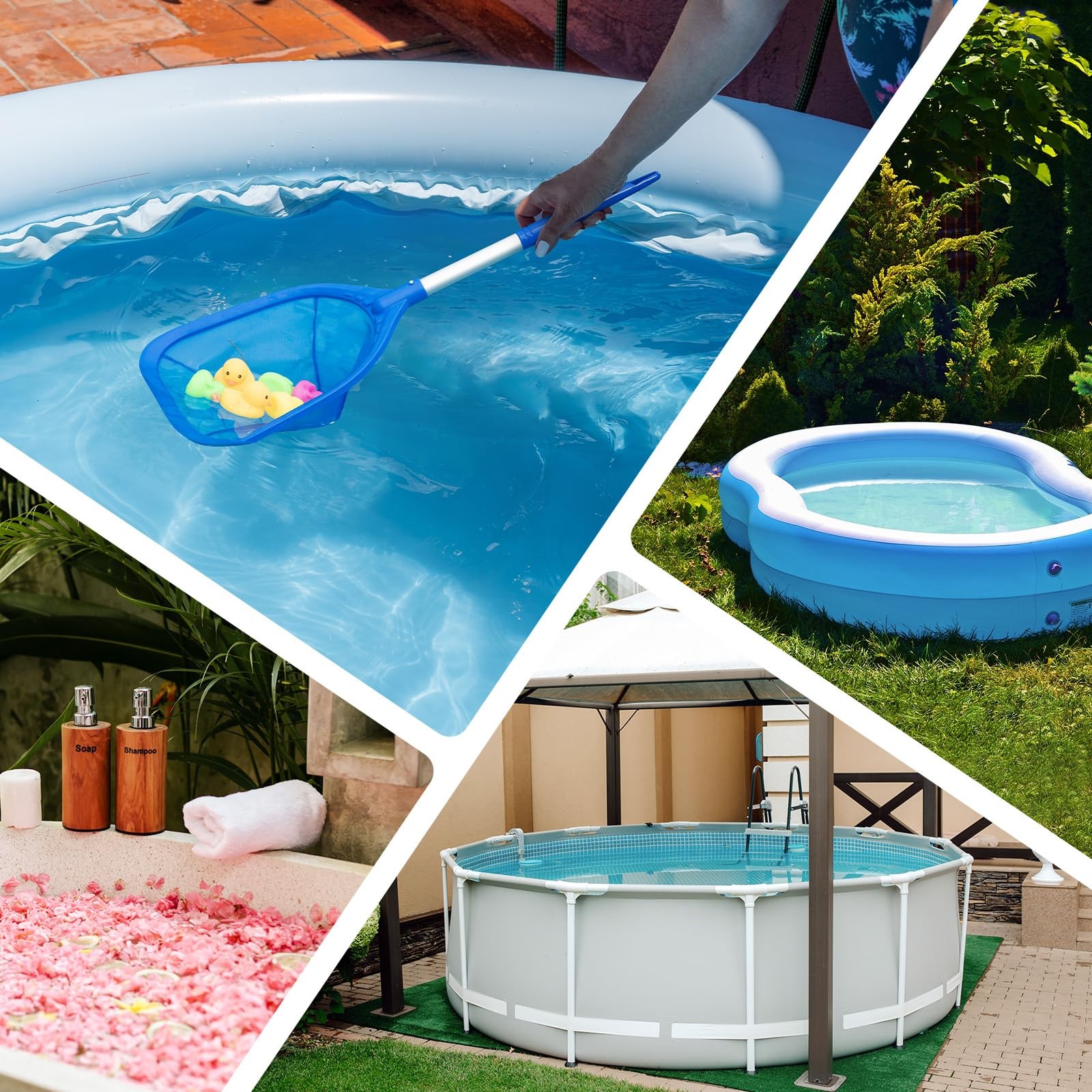 Swimming Pool Skimmer Net 26.8 inches, Leaf Rake Net with Fine Aluminum Pole