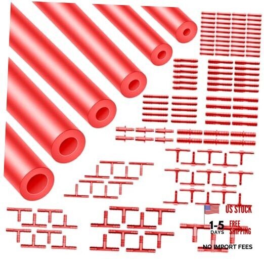 Shineyoo Red Vacuum Hose Kit 6PCS 1/8&Prime; 5/32&Prime; 3/16&Prime; 1/4&Prime; 5/16&Prime; 3/8&Prime; Tubings 5FT