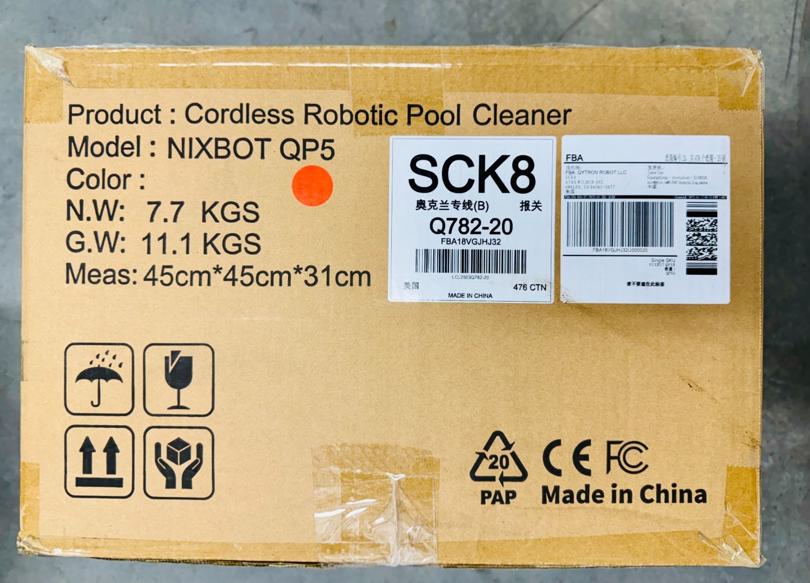 QYTRON NIXBOT QP5 Red Robotic Cordless Pool Cleaner for Inground Pools