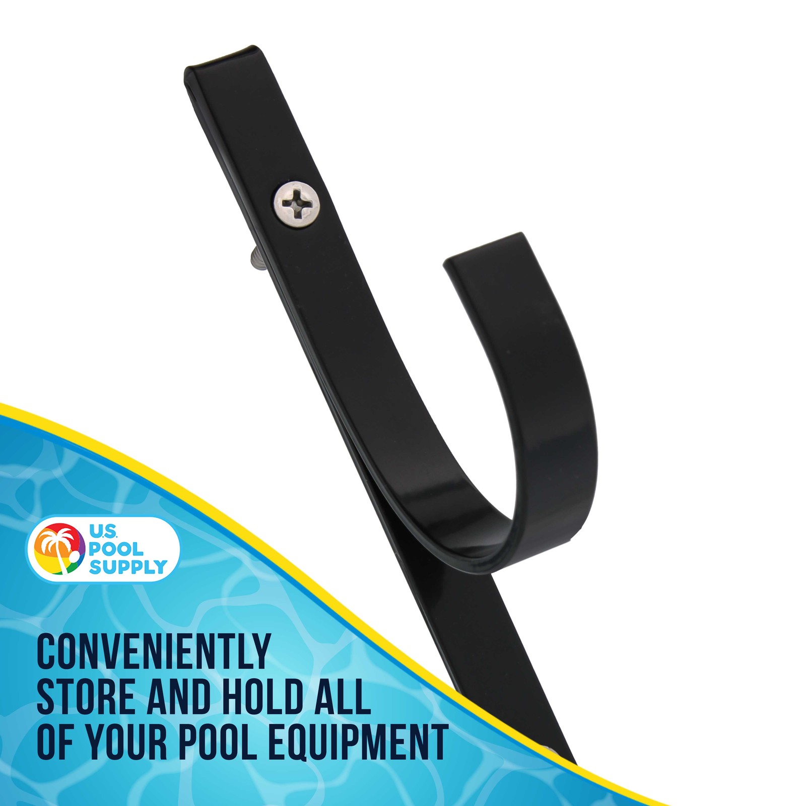 U.S. Pool Supply Set of 2 Black Aluminum Pool Hangers for Telescopic Poles, Nets