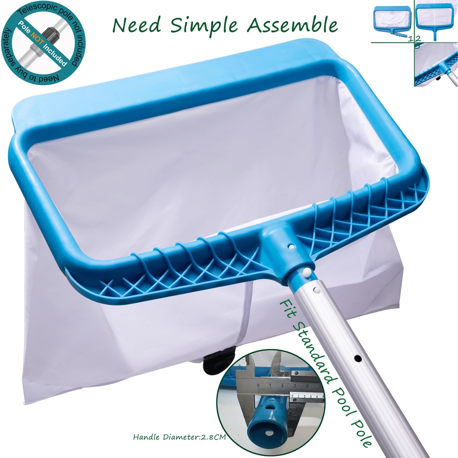 Professional Pool Skimmer Net for Cleaning Pollen, Bugs, and Leaves
