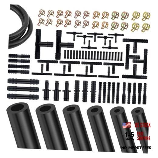 5Ft Vacuum Hose Automotive Set – 6 Sizes 3/8&Prime;, 5/16&Prime;,1/4&Prime;,3/16&Prime;,5/32&Prime;,1/8&Prime; 94PCS