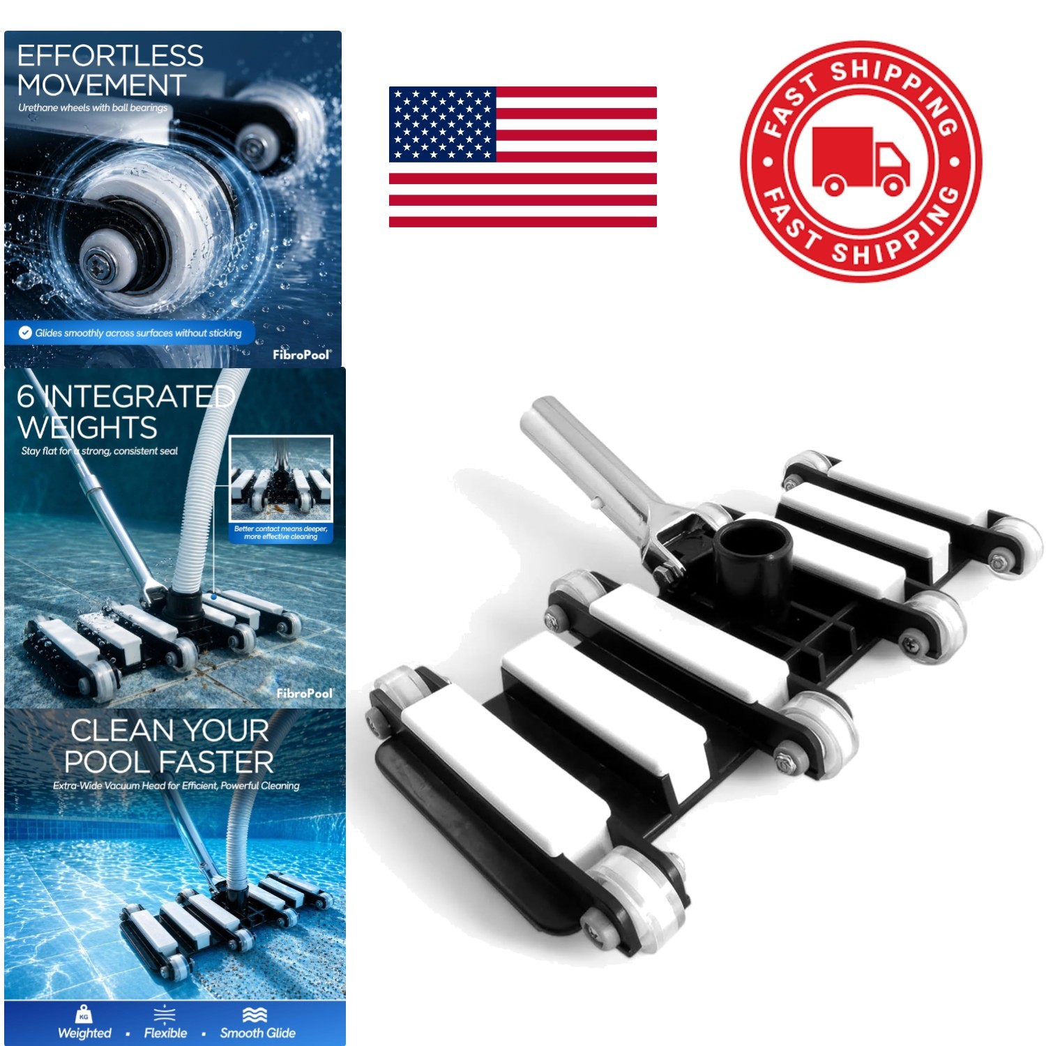 Pool Vacuum Head 14.4 Inches Flexible Design for Inground and Above Ground Pools
